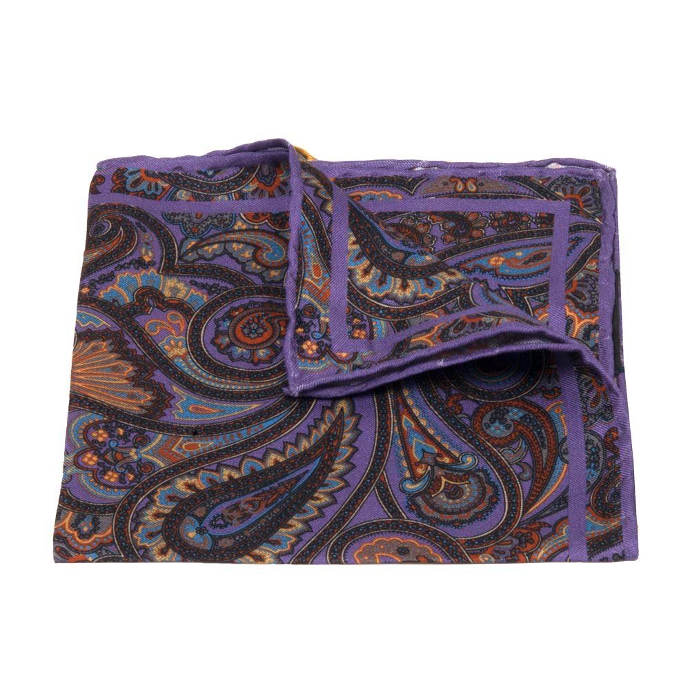 aus Farbbrillanz Lila Einstecktuch Seiden-Twill BGENTS Einstecktuch mit Handrolliertes Besondere Paisley-Muster,