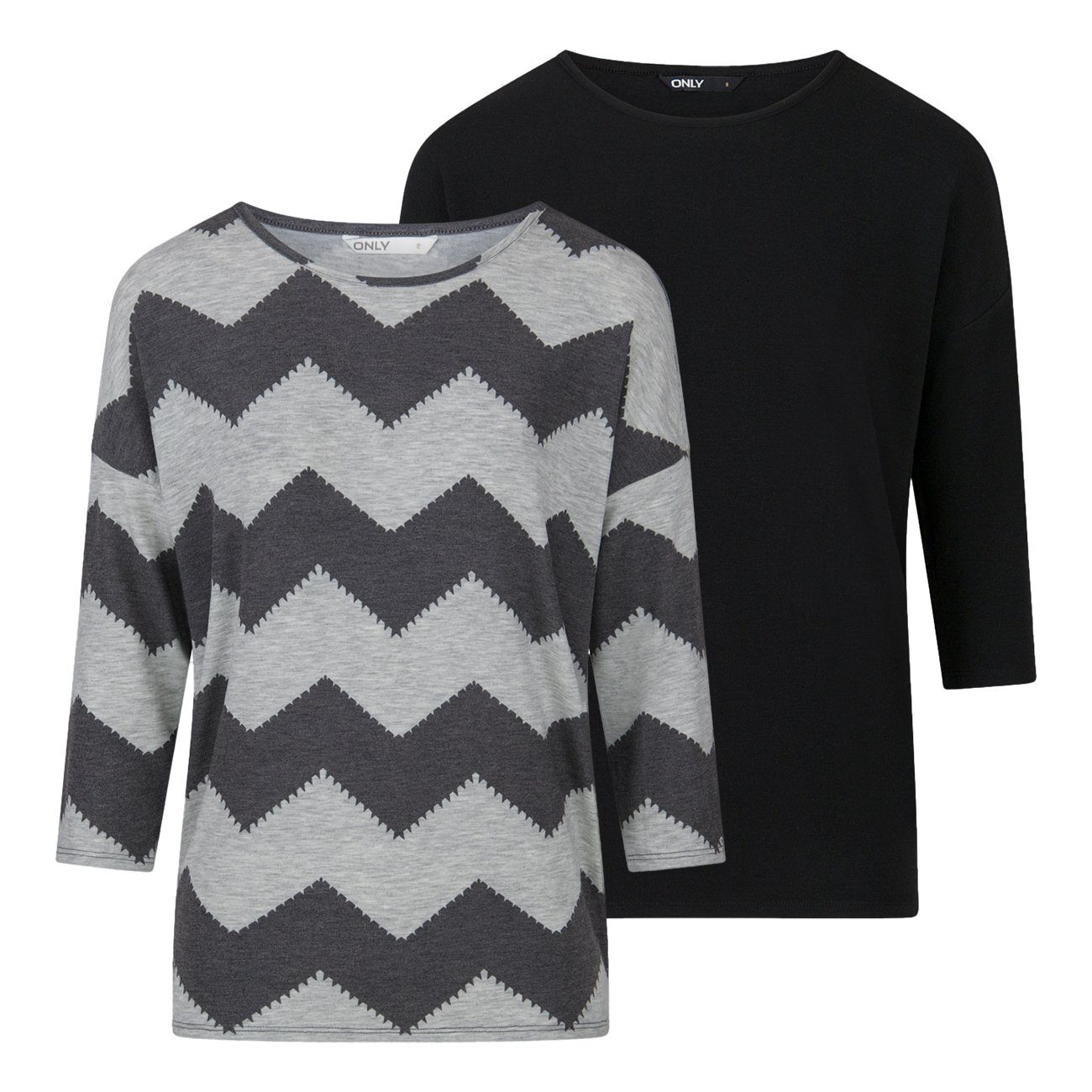 ONLY T-Shirt Damen Top ONGLAMOUR Regular Fit 3/4 Ärmel (2-tlg) Basic 3/4 Ar günstig online kaufen