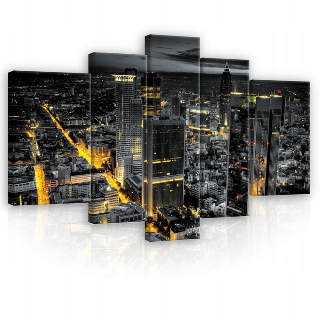 Leinwandbild New York Stadt Schwarz Wandbilder 170x100 cm Groß Set XXL Wand Deko