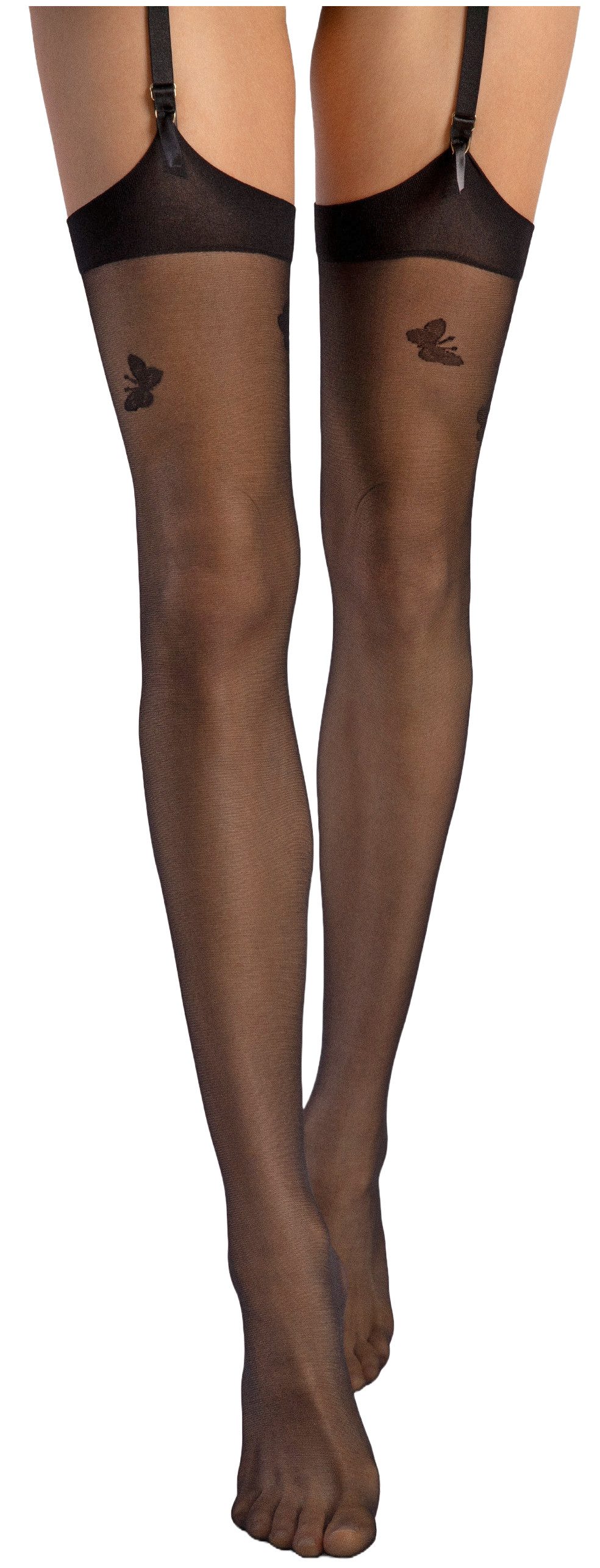 Fiore Strapsstrümpfe Sensual (Packung, 1 Paar) elegante Strapsstümpfe 20DEN mit Schmetterlingsdesign