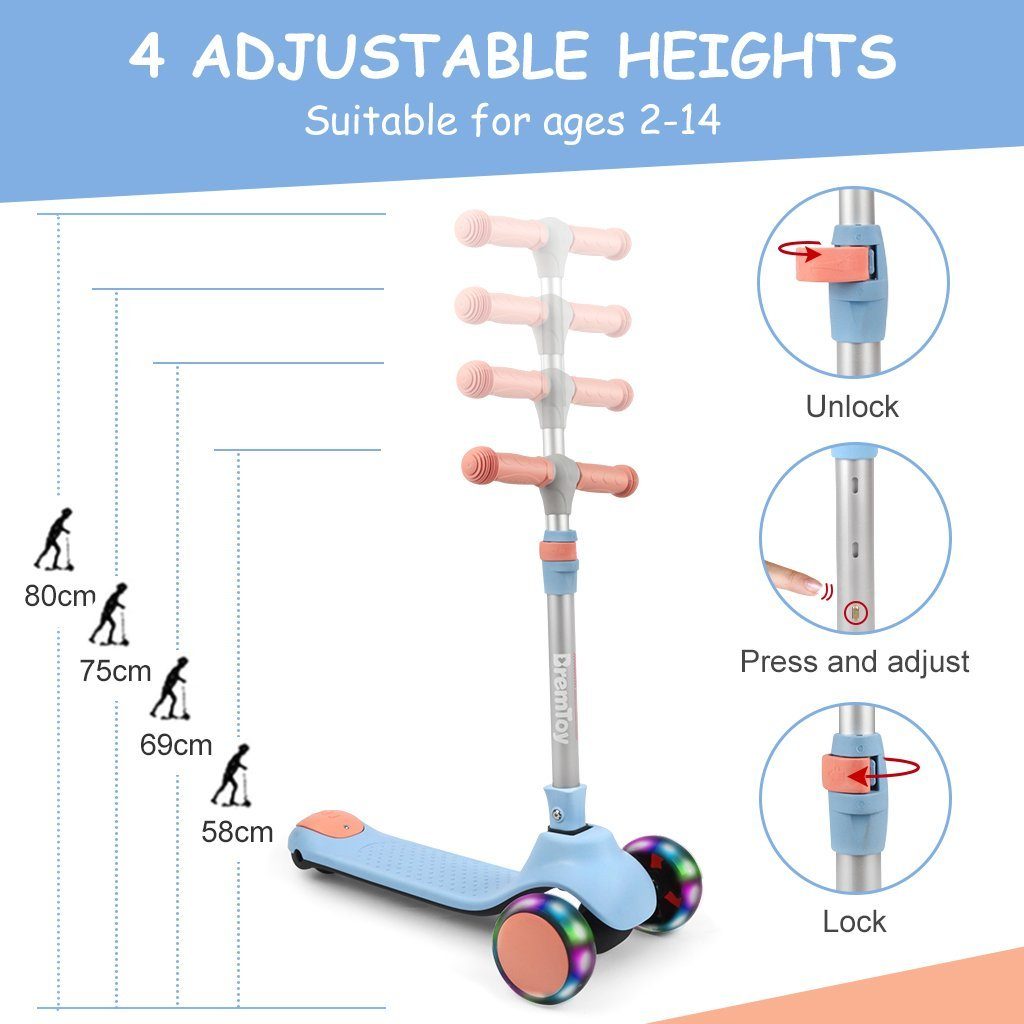 BremToy Scooter Kinderroller Tretroller Faltbarer Kickscooter 2-14 Jahren