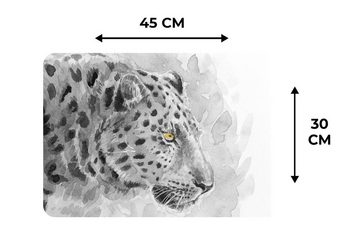 Platzset, Leopard - Schwarz - Weiß - Profil, MuchoWow, (6-St), Platzset, Platzdecken, Platzmatte, Tischmatten, Schmutzabweisend