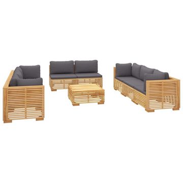 vidaXL Garten-Essgruppe 9-tlg Garten-Lounge-Set mit Kissen Massivholz Teak