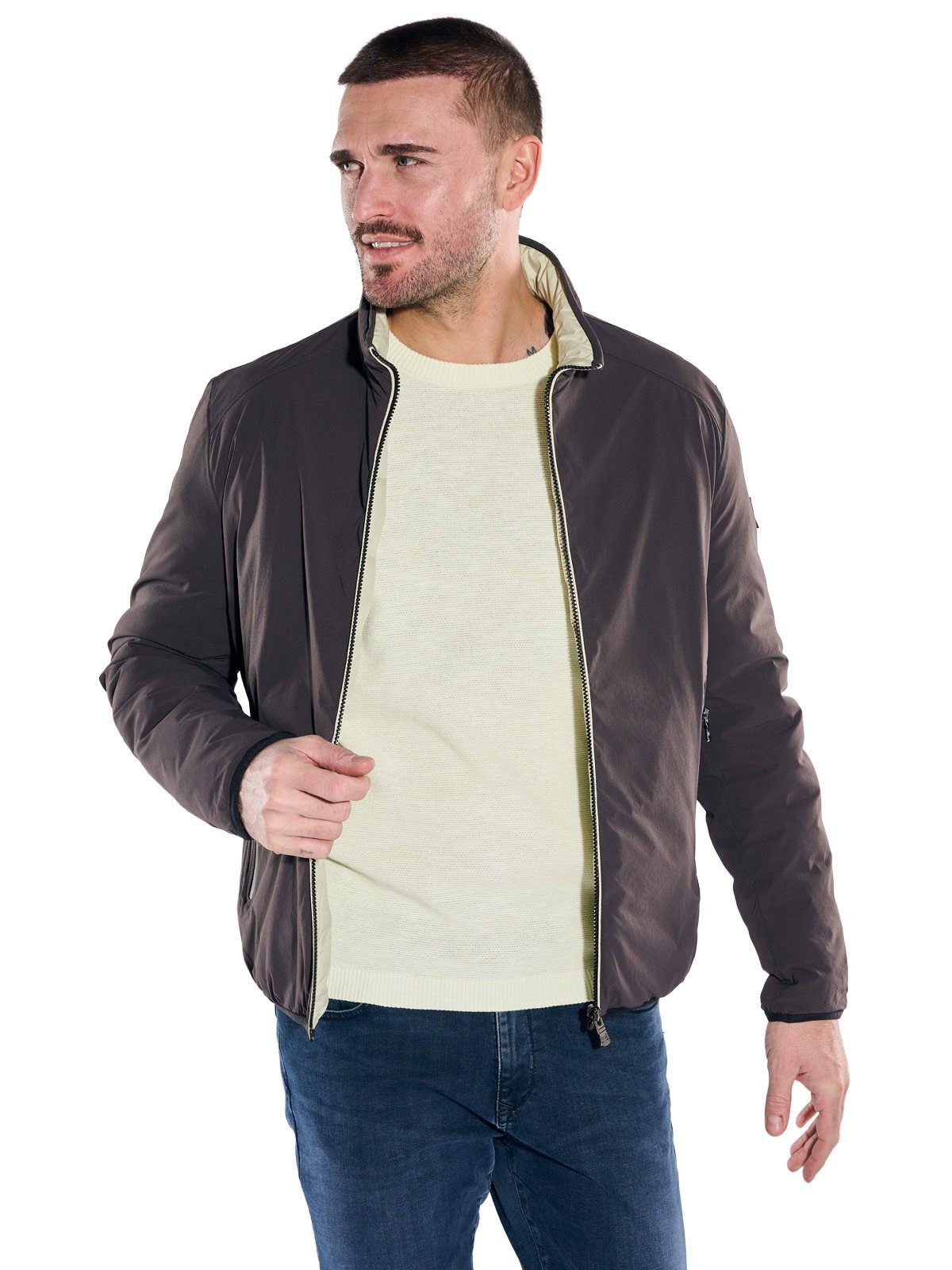 emilio adani Kurzjacke Herren Wende-Steppjacke, Schwarzbraun – Bild 2 von 5