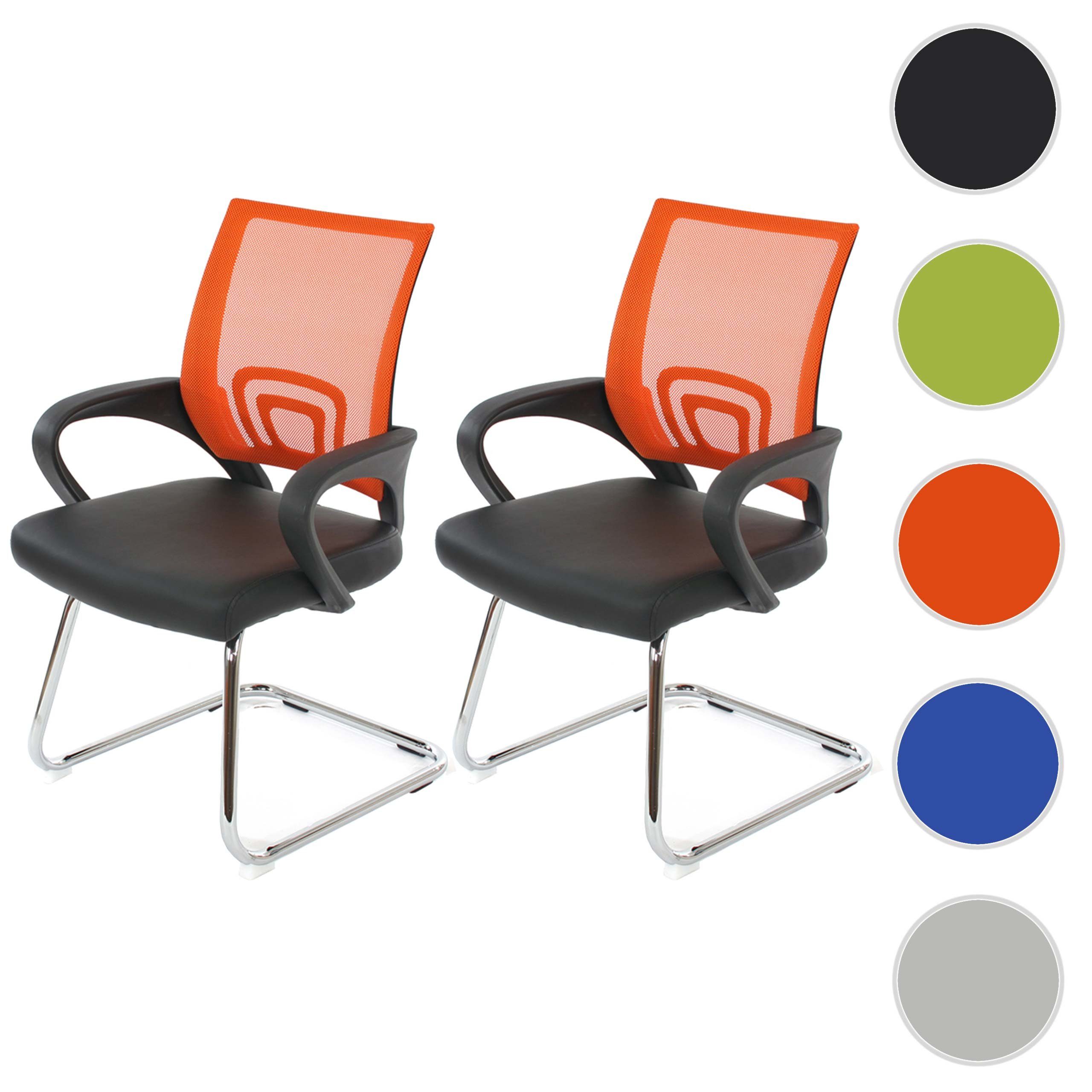 Leicht 2 schwarz, Rückenlehne, MCW St), Ergonomisch abwaschbar 2er-Set, (Set, Afragola-2 Freischwinger orange geformte