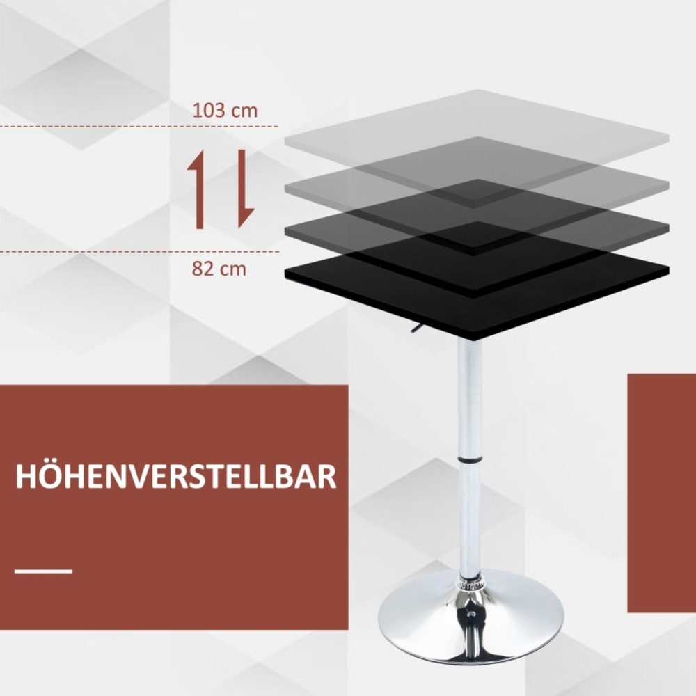 CHICFURN Bartisch Höhenverstellbarer Bartisch, 360° drehbar (Packung, 1-St., Kratzfeste Füße, Metallbasis), Schwarz + Silber