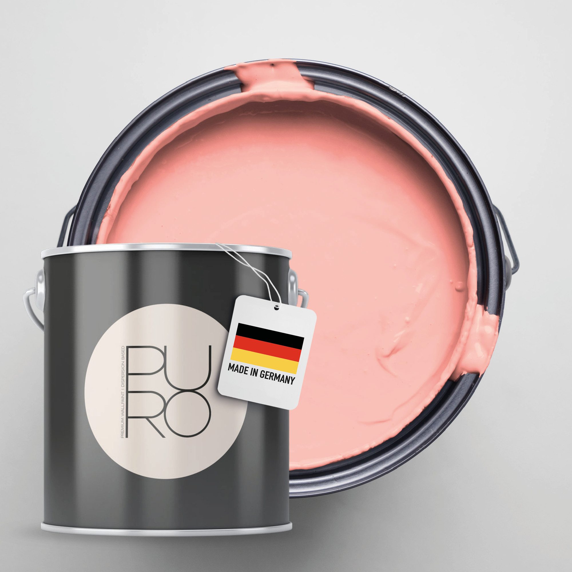 A.S. Création Wandfarbe Premium Innenwandfarbe PURO Tuchmatt peachy pink, ideal für Wohnzimmer, Schlafzimmer, Flur und Küche, Farbwelt Pink