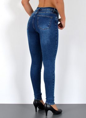 ESRA Skinny-fit-Jeans S600 Damen Skinny Fit Jeans Hose High Waist, bis Übergröße / Plussize, Enge Jeans Hohe Leibhöhe bis Große Größe, Enge Röhrenjeans, Schmale Jeans, Hoch Bund, Stretch, hohe Bundhöhe, Skinny Jeans Hose bis zur Taille, Damen Jeans Hose Destroyed, Destroyed Jeanhose mit Risse