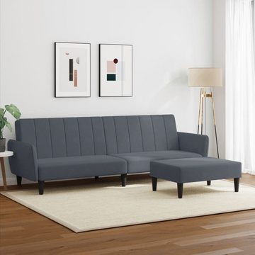 vidaXL Sofa Schlafsofa 2-Sitzer mit Fußhocker Dunkelgrau Samt