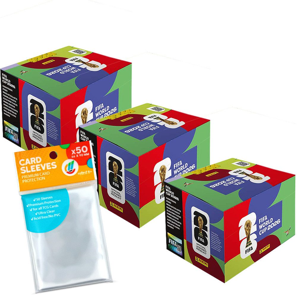Panini Sammelkarte World Cup 2026 Sticker - 3 Displays (300 Tüten)+ Hüllen