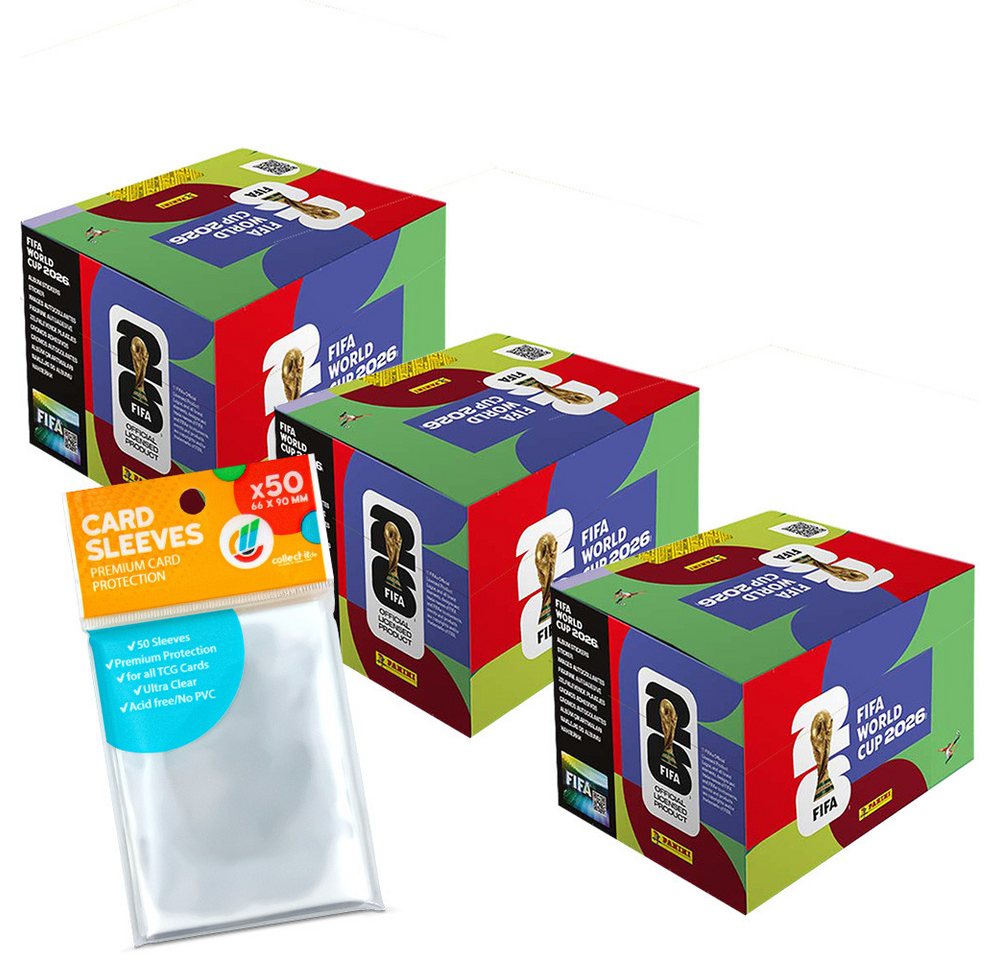 Panini Sammelkarte World Cup 2026 Sticker - 3 Displays (300 Tüten)+ Hüllen