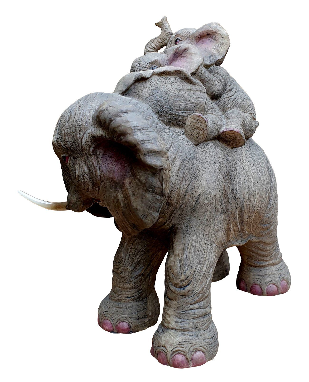 Fachhandel (1 St), Babys mit Elefantenmama Gartenfigur Plus Skulptur, wetterfest