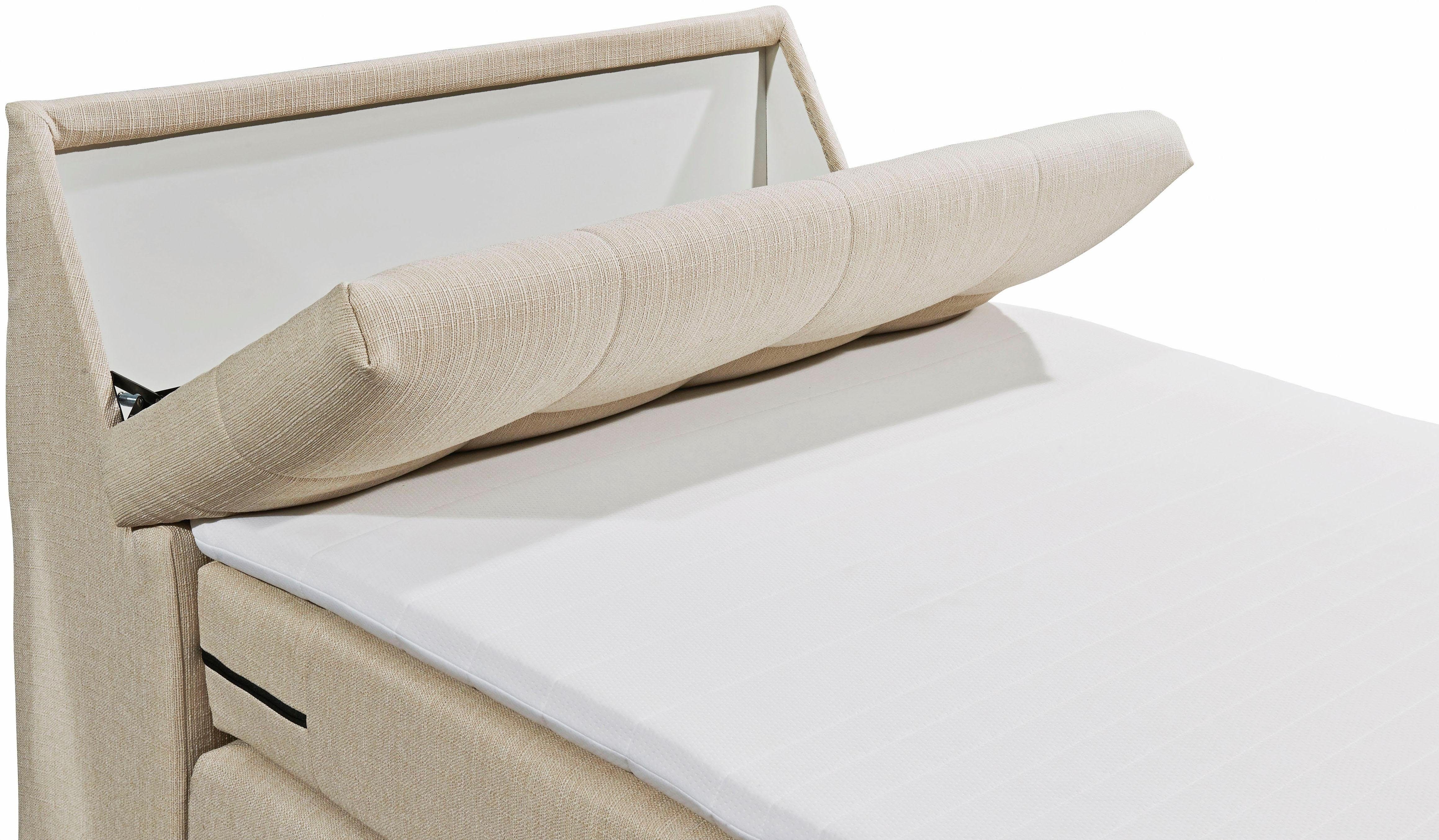 Concord, Topper Artemis beige Motor, Boxspringbett EXCITING Stauraum inkl. ivory DESIGN 01 im Kopfteil ED und creme