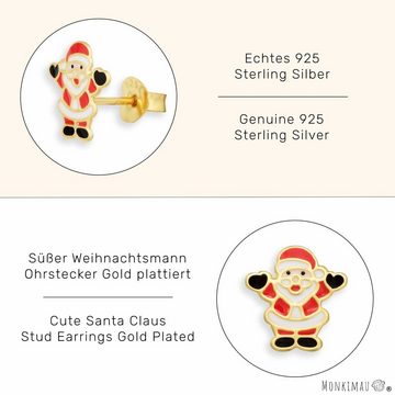 Monkimau Paar Ohrstecker Weihnachtmann Ohrringe Ohrstecker Silber Schmuck Gold (Packung)