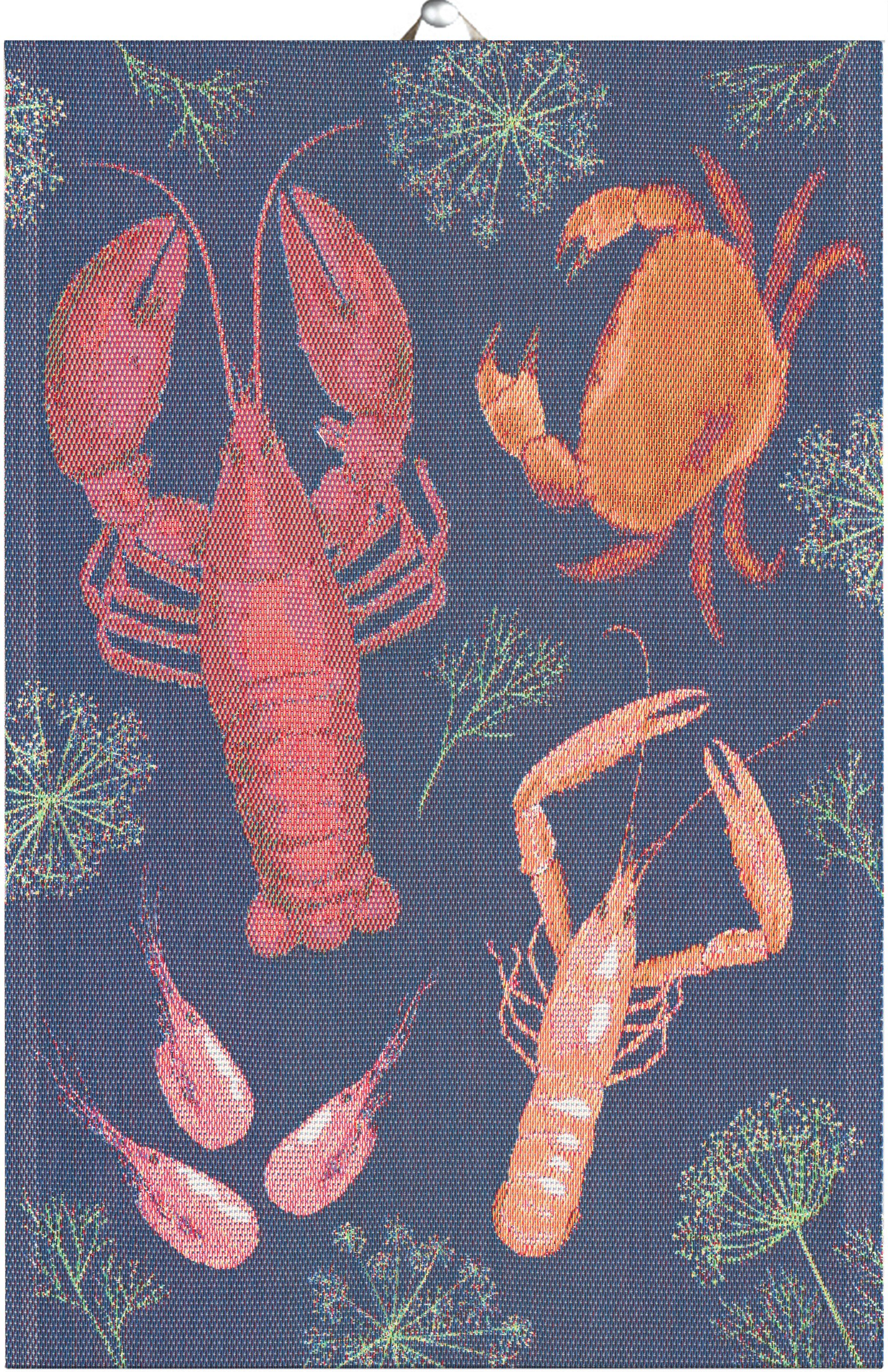 Ekelund Geschirrtuch Geschirrtuch Skaldjursfest 40x60 cm, (1-tlg., 1 x Geschirrtuch), Pixel gewebt (6-farbig)