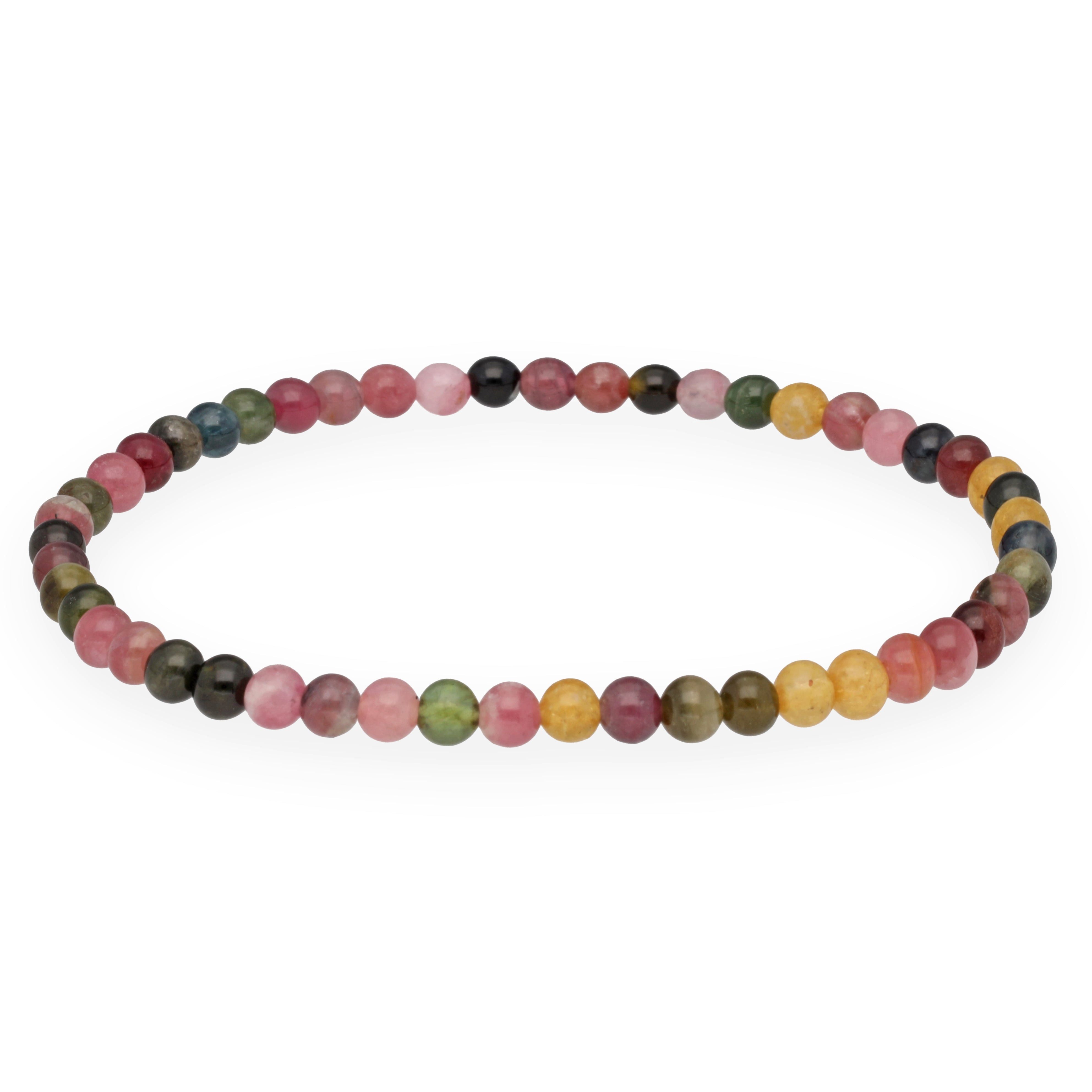 Lebensquelle Plus Armband Turmalin, bunt, Mini-Kugelarmband, 4 mm