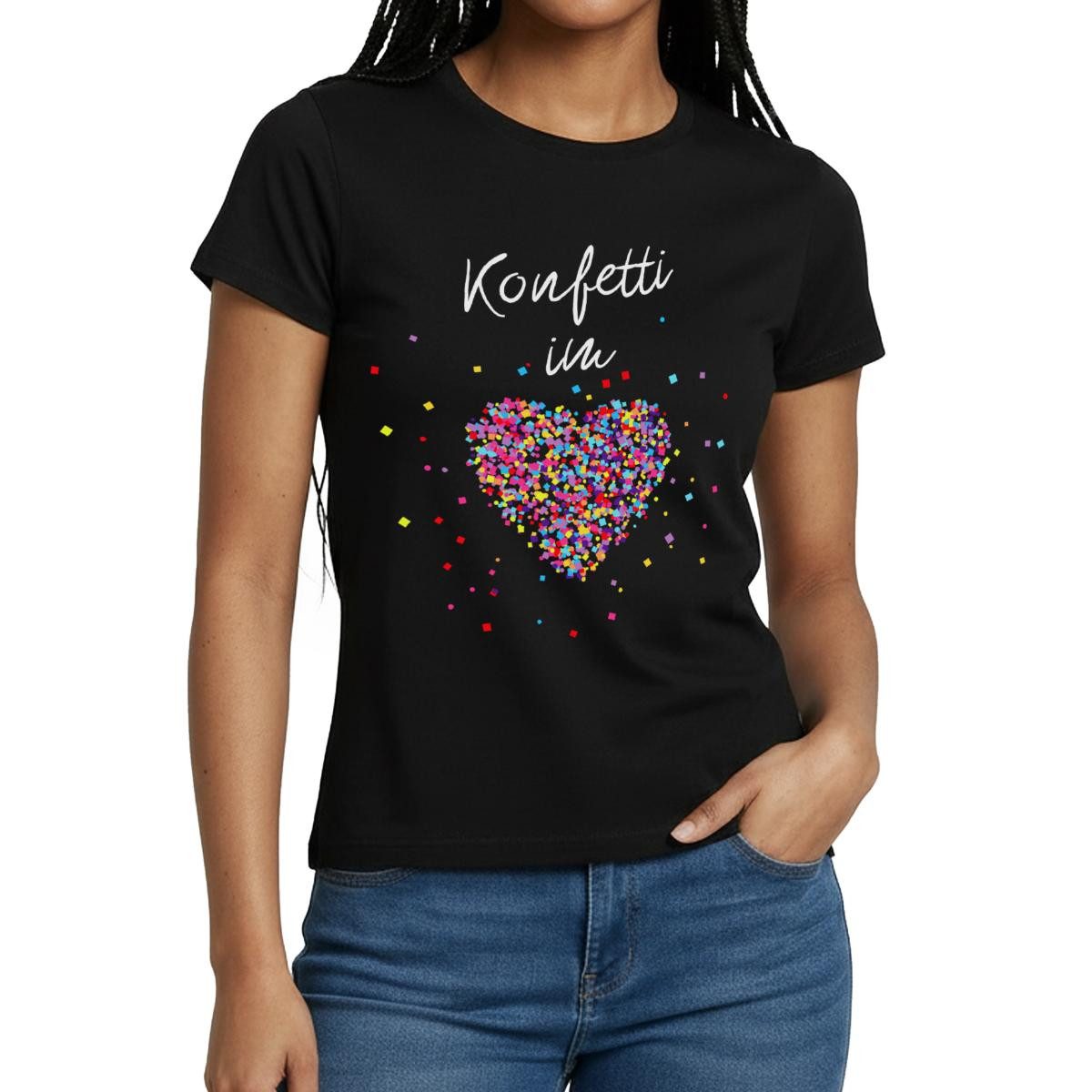 Spreadshirt T-Shirt Konfetti Im Herzen Karneval Fasching Frauen T-Shirt (1- günstig online kaufen