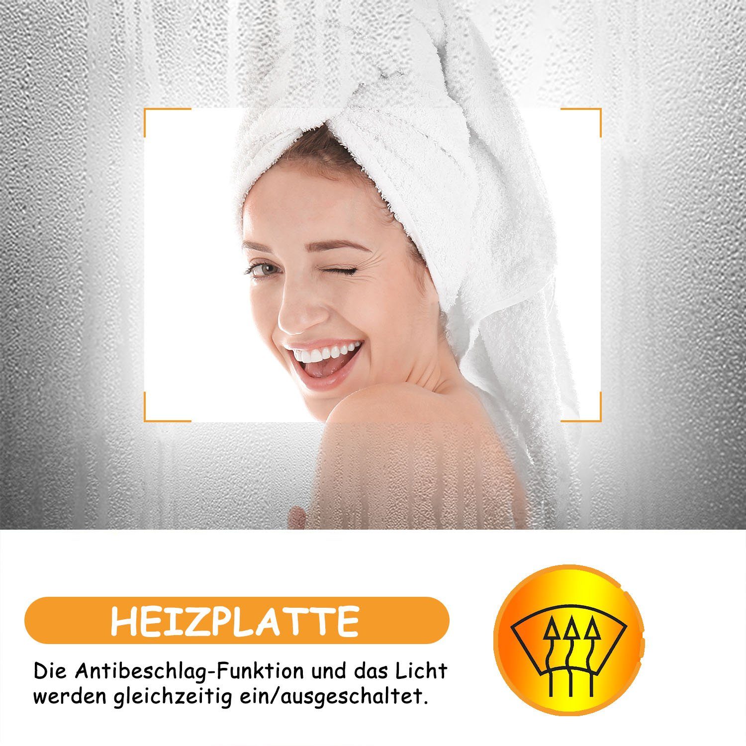 duschspa Badspiegel LED Beleuchtung Kalt/Neutral/Warmweiß Dimmbar Beschlagfrei, Bluetooth – Bild 4 von 5