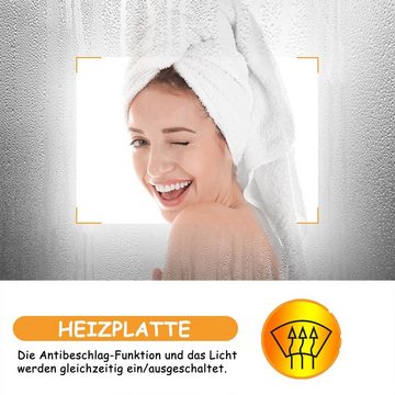 duschspa Badspiegel LED Beleuchtung Kalt/Neutral/Warmweiß Dimmbar Beschlagfrei, Bluetooth