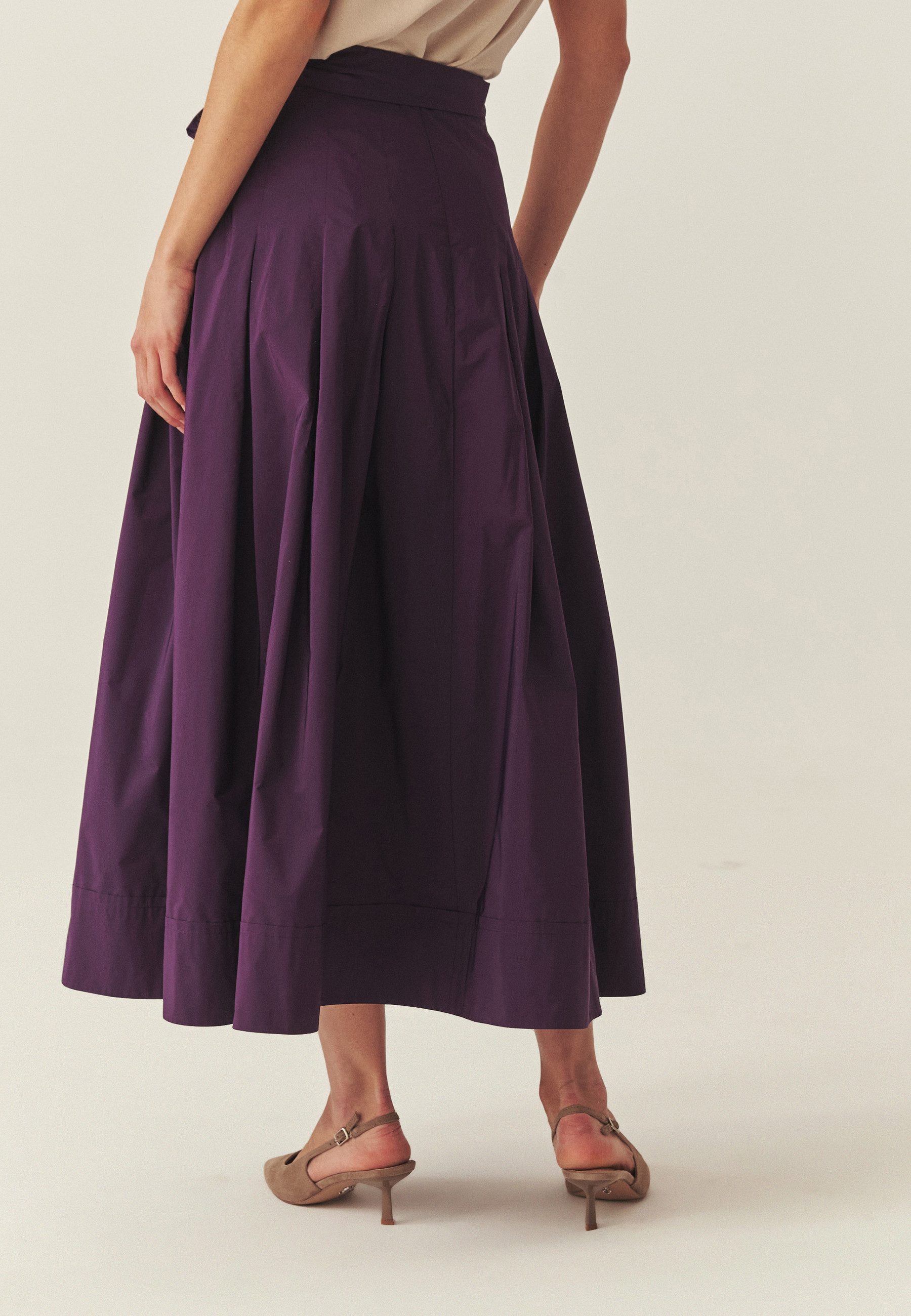 TATUUM Midirock Lila Midi-Rock Aus Taffeta - Taftani
