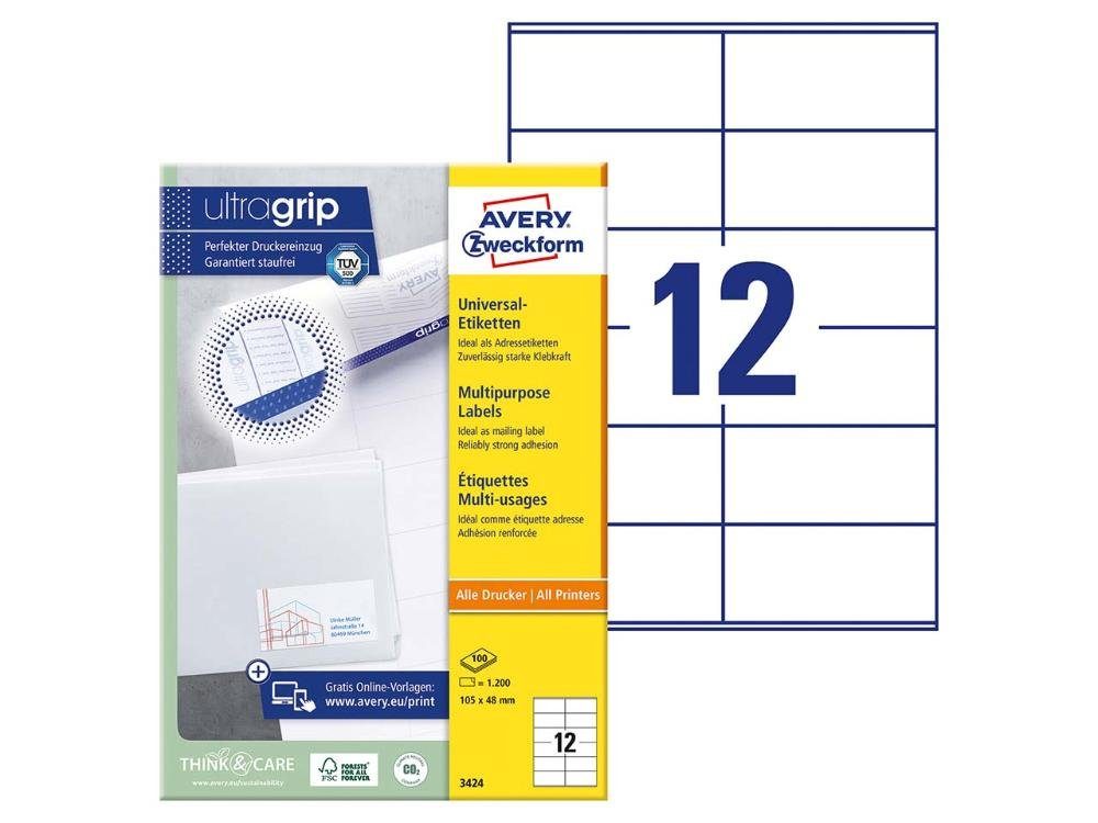 Avery Zweckform Etiketten Avery Zweckform Universaletiketten '3424' 105 x 48