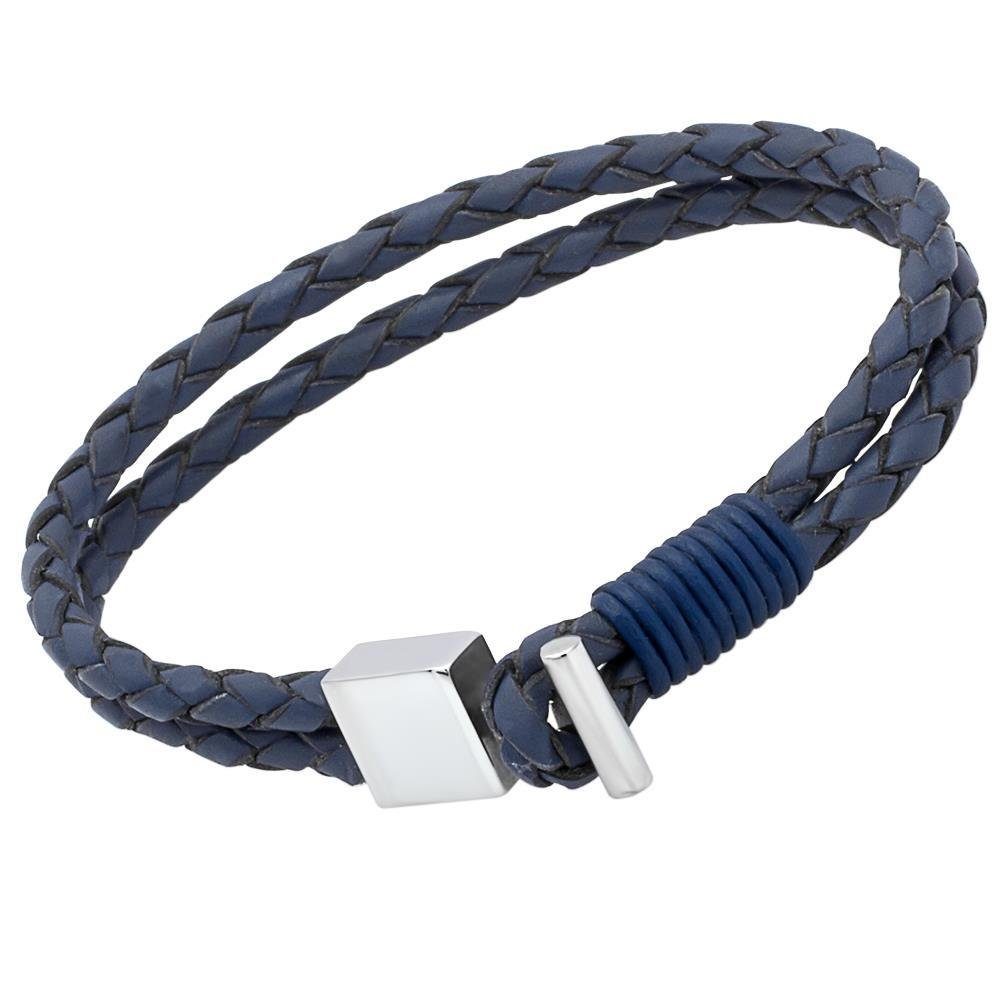 Unique Lederarmband Unique Lederarmband: Blau mit Edelstahlverschluss LB0283 (Länge: 21cm)