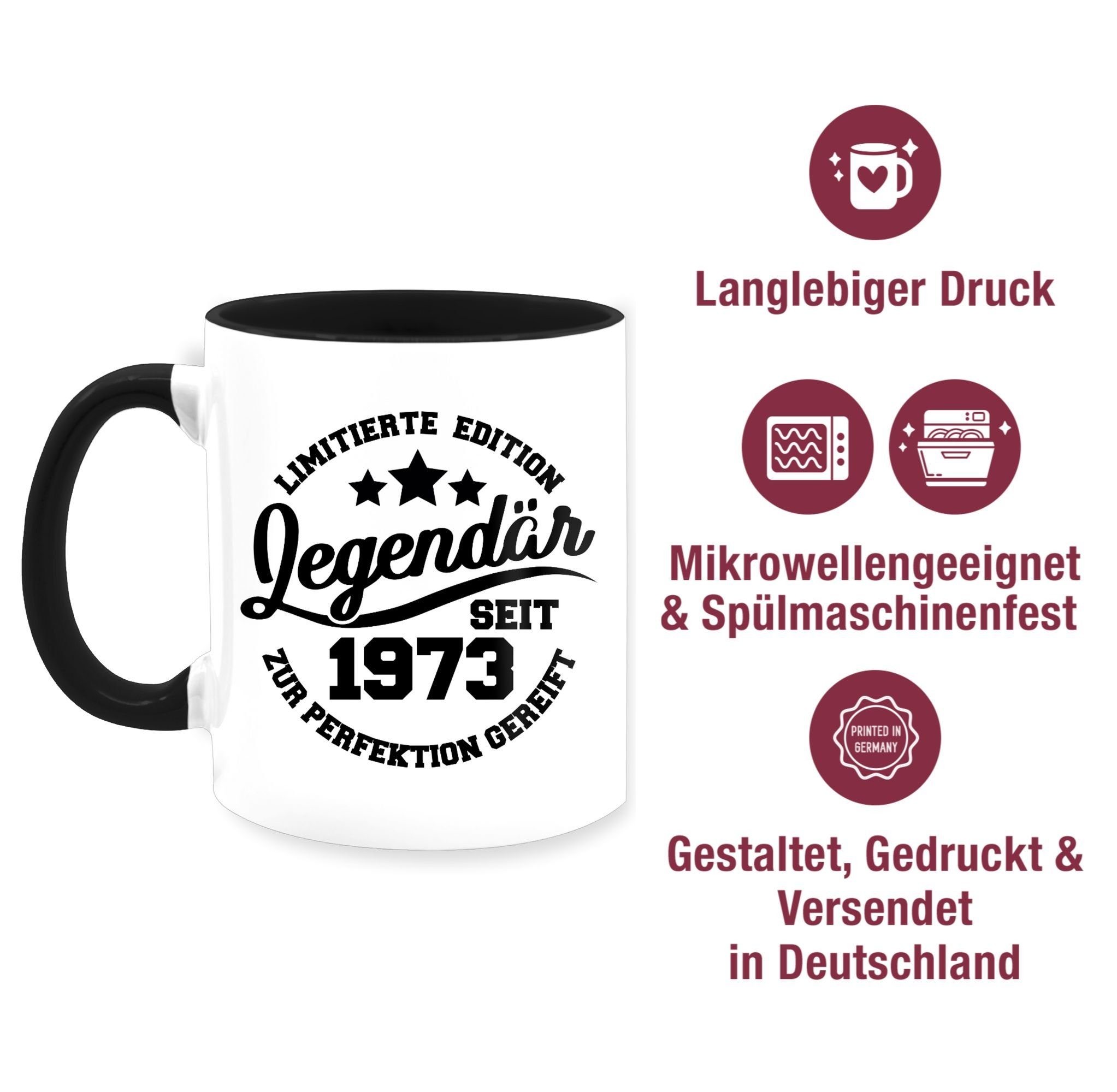 1973, Tasse 50. Legendär 1 Schwarz Keramik, Geburtstag seit Shirtracer Tasse
