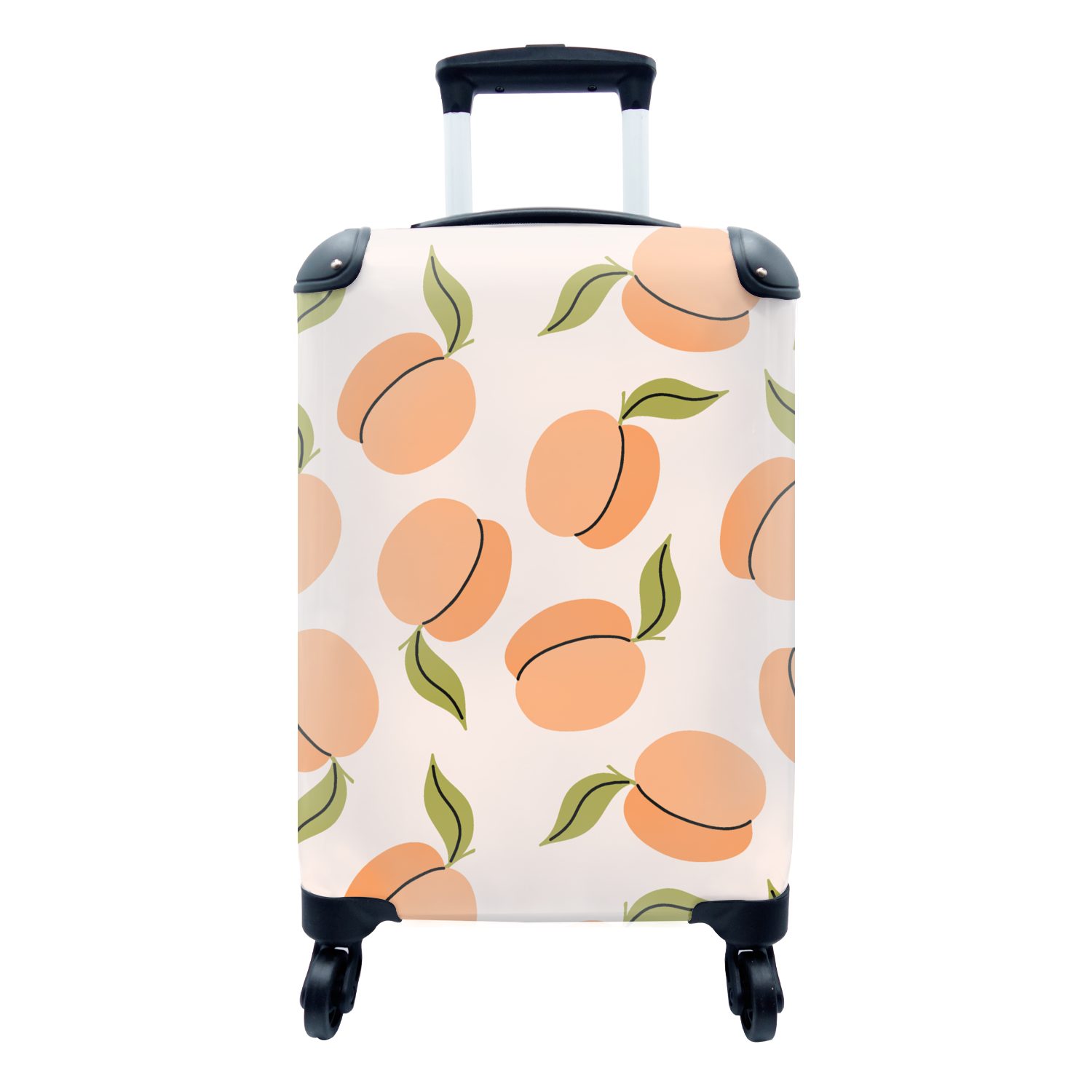 MuchoWow Handgepäckkoffer Obst - Aprikose - Sommer - Muster, 4 Rollen, Reisetasche mit rollen, Handgepäck für Ferien, Trolley, Reisekoffer