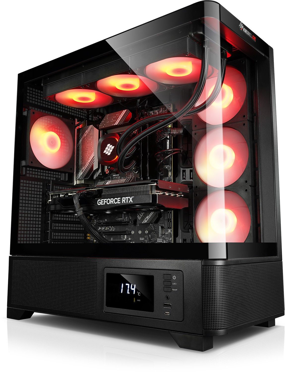 Kiebel Guardian VIII Gaming-PC (AMD Ryzen 7 AMD Ryzen 7 8700F, RTX 5060, 32 GB RAM, 1000 GB SSD, Wasserkühlung, WLAN, ARGB-Beleuchtung)