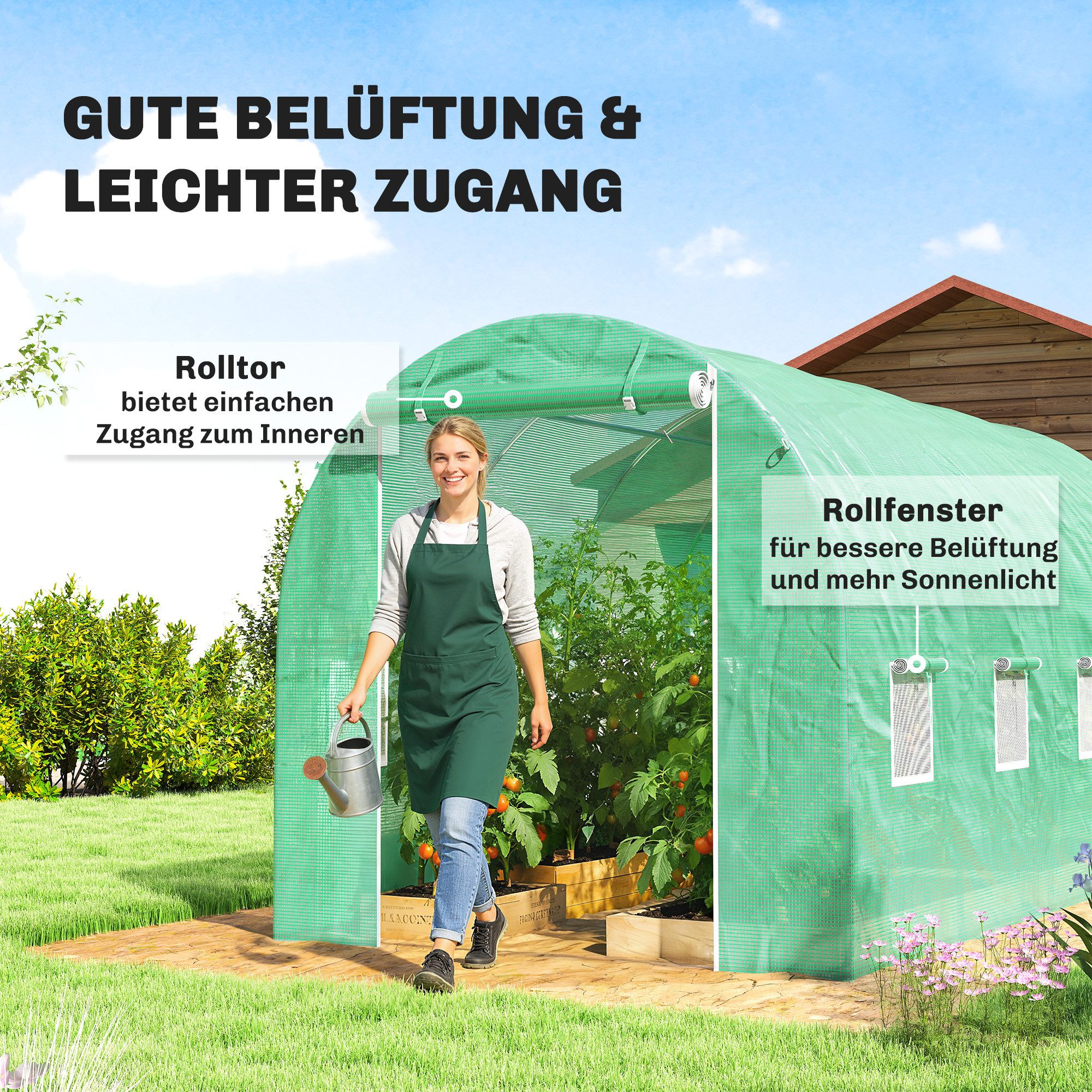 Outsunny Foliengewächshaus Nur Ersatzfolie, kein Gestell, BxTxH: 200 x 400 x 200 cm, BxLxH: 200 x 400 x 200 cm, 0.1 mm Wandstärke, für Foliengewächshaus mit 8 F – Bild 4 von 5