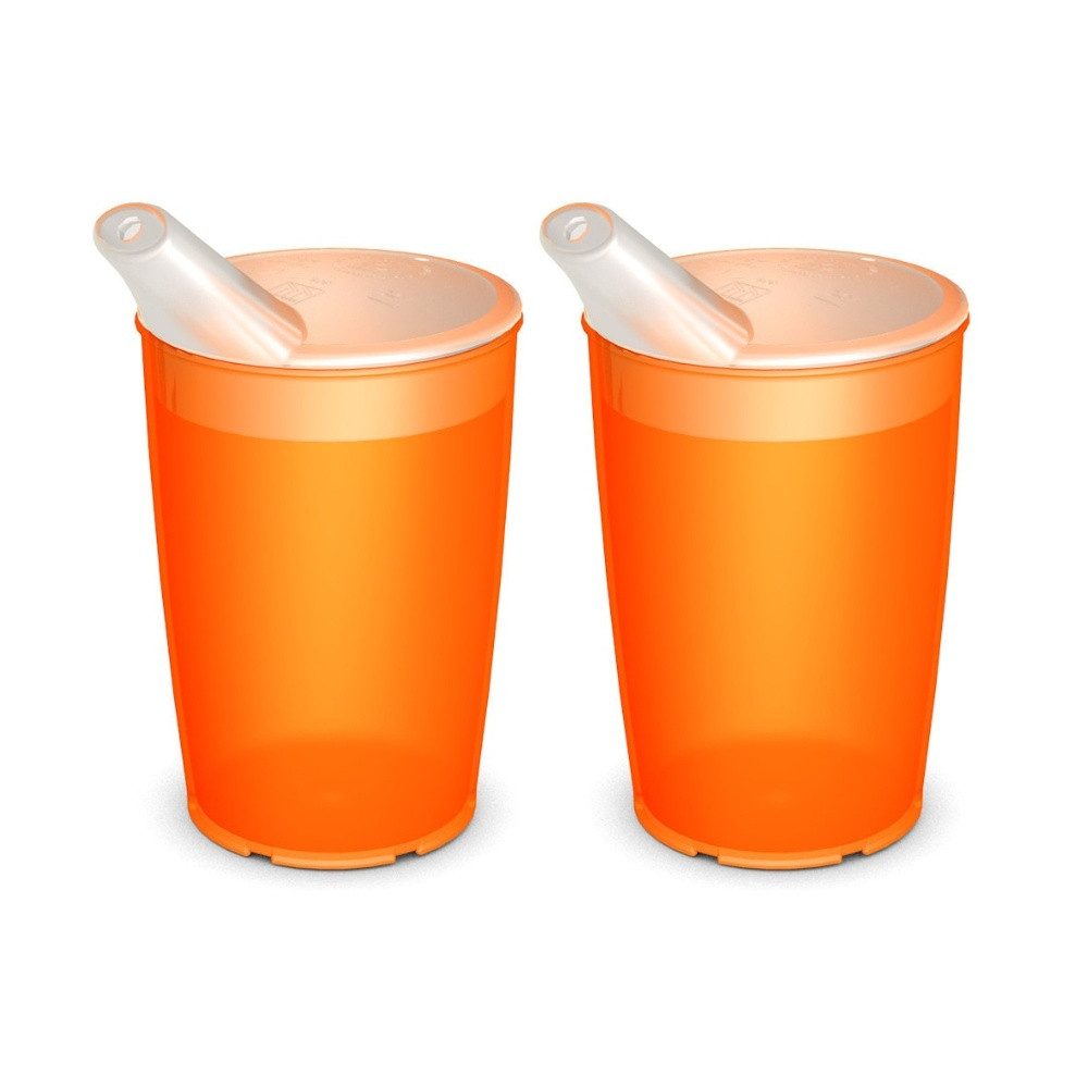Ornamin Schnabelbecher 2er Pflegebecher Set mit Schnabelaufsatz mit kleiner Öffnung, Trinkhilfe l Pflegebecher l Schnabeltasse l Selbstständig trinken