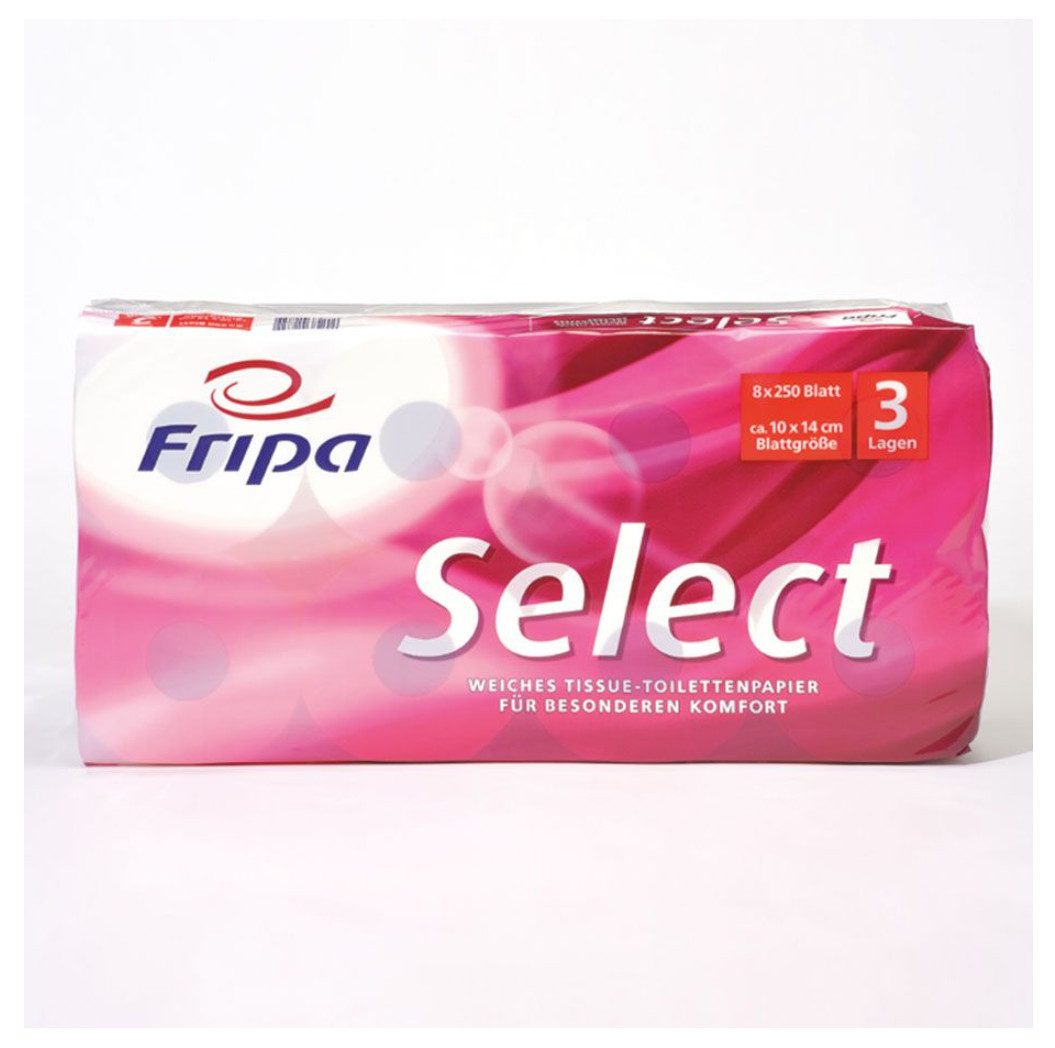 DocMed Toilettenpapier Fripa - Toilettenpapier select, 3-lagig (Großpackung 6 Rollen oder 8-St. für empfindliche Haut, weiche nachhaltiges Toilettenpapier), Hochweißes Tissuepapier, Premiumqualität