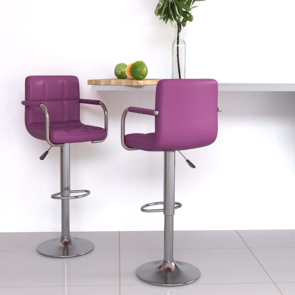 furnicato Barhocker 48x47x(90-111) cm Violett mit Kunstleder und verchromtem (2 St)