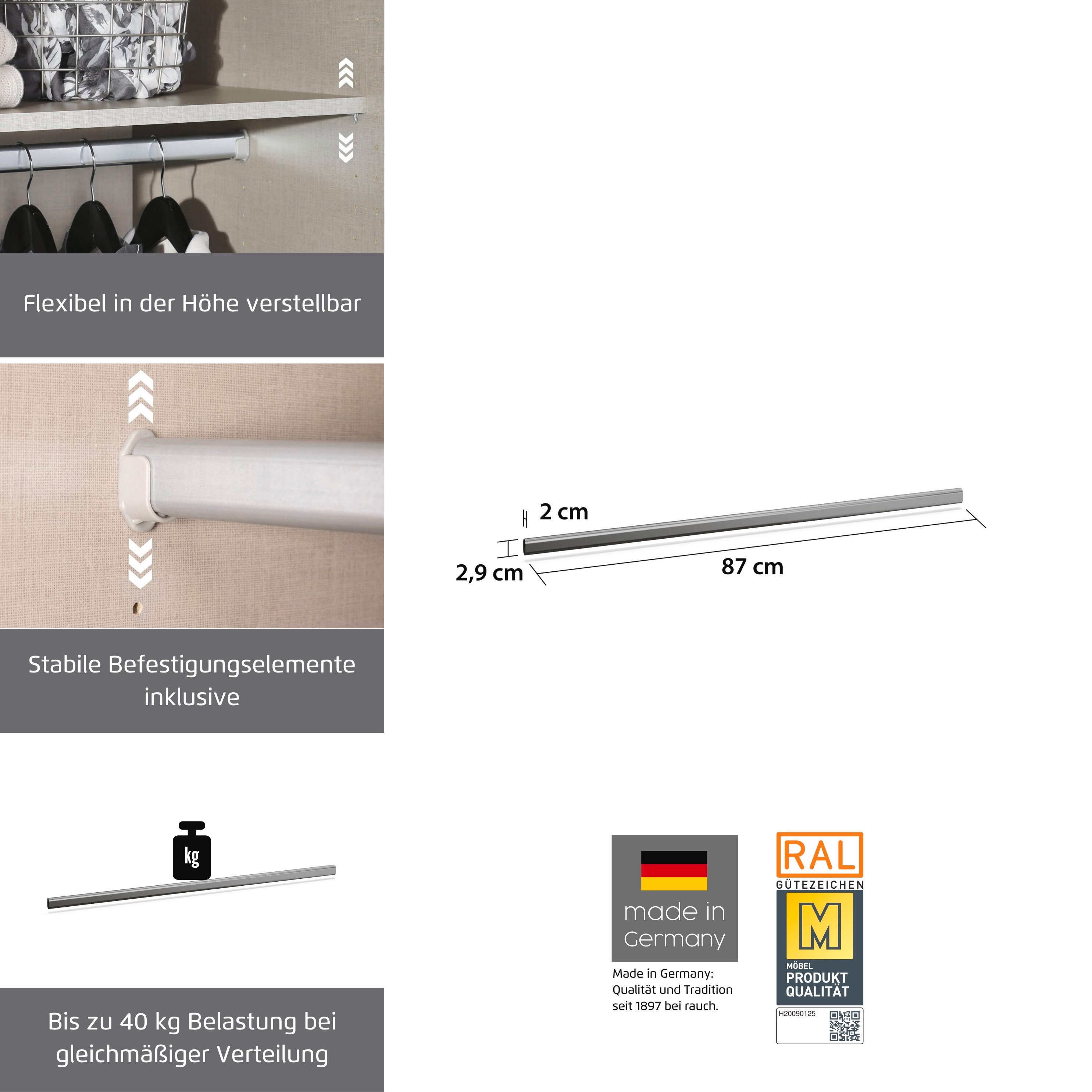 rauch Kleiderstange Zubehör für Rauch-Schränke, Breite 87 cm, für Rauch-Schränke mit Element-Breite 90 cm
