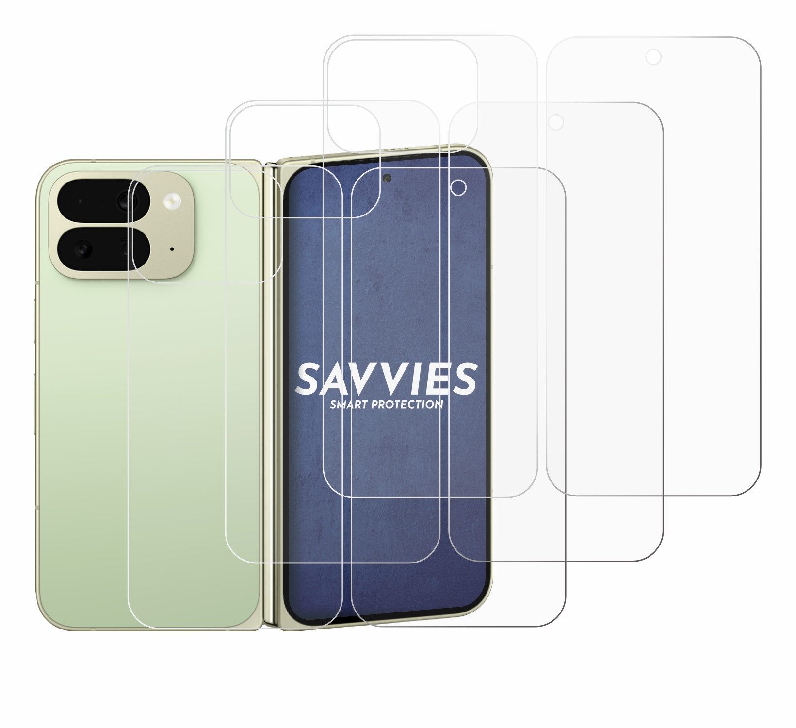 Savvies Displayschutzfolie Schutzfolie für Google Pixel 10 Pro Fold (Display+Rückseite), 18 Stück, Displayschutz Schutz Folie Klar Transparent