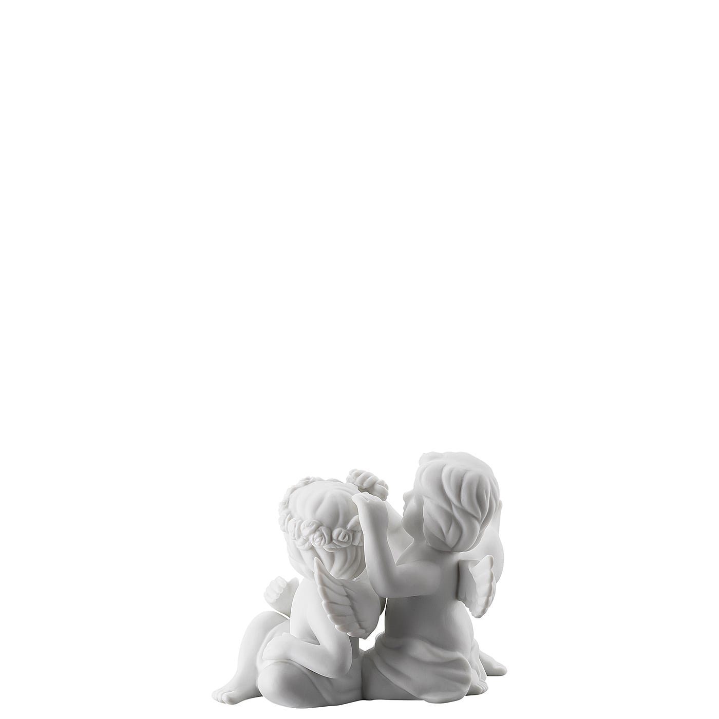 Rosenthal Engelfigur Engel matt mit Weiß Blumenkranz klein Engelpaar