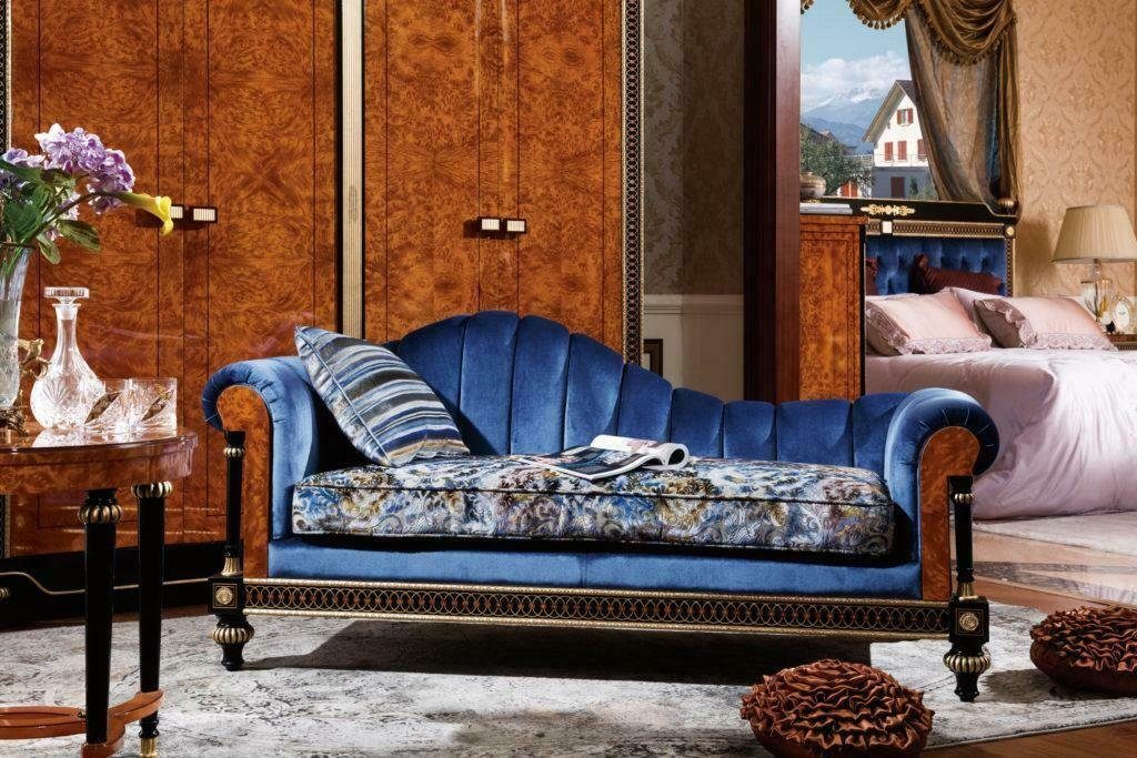 JVmoebel Chaiselongue Blauer klassischer Chaiselounge Antik Stil Sofa Liege Barock Stil, Made in Europe | Chaiselongues