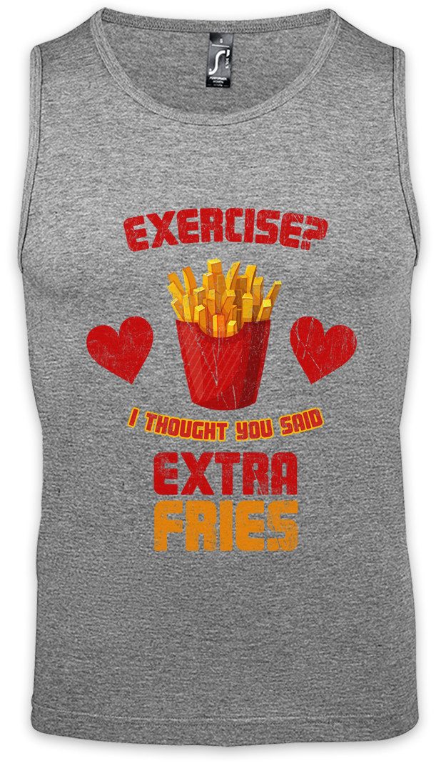 Urban Backwoods Tanktop Extra Fries Ärmelloses T-Shirt Pommes Exercise Frites I Thought You Diät Diet Abnehmen Essen