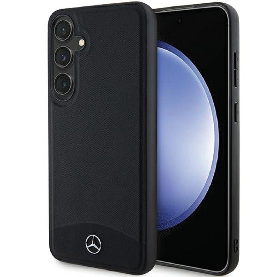 Mercedes Benz Handyhülle Case Galaxy S24 Echtleder geriffelt MagSafe schwarz Logo 6,2 Zoll, Kantenschutz