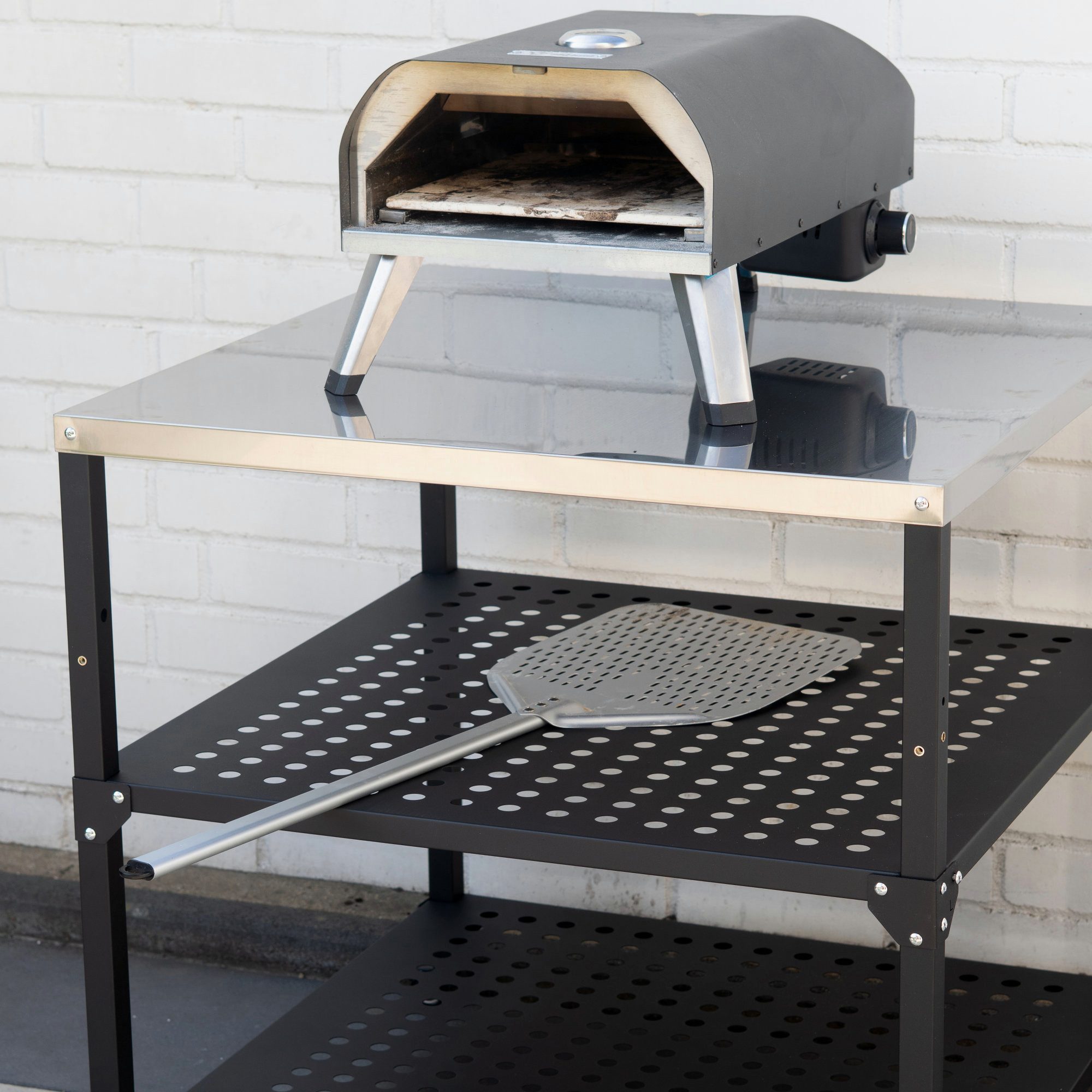BBQ-Toro Grillablagetisch Grillwagen 80 x 80 x 83 cm, Schwarz, Grilltisch mit großer Arbeitsfläc