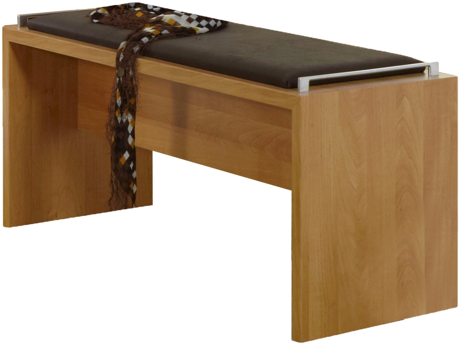 WIEMANN Polsterbank Lausanne, Sitzbank, Bettbank gepolstert, Erle-Nachbildung (120 x 53 x 40 cm (B/H/T), MADE IN GERMANY), Sitzauflage Kunstleder mocca