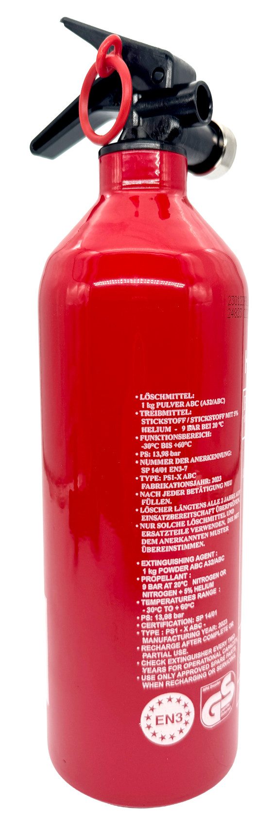 EXDINGER Pulver-Feuerlöscher Aluminium Autofeuerlöscher 'Pia' ABC mit Manometer + Halterung 1 kg, Dauerdruck, ABC-Pulver, (2-St) Dauerdrucklöscher