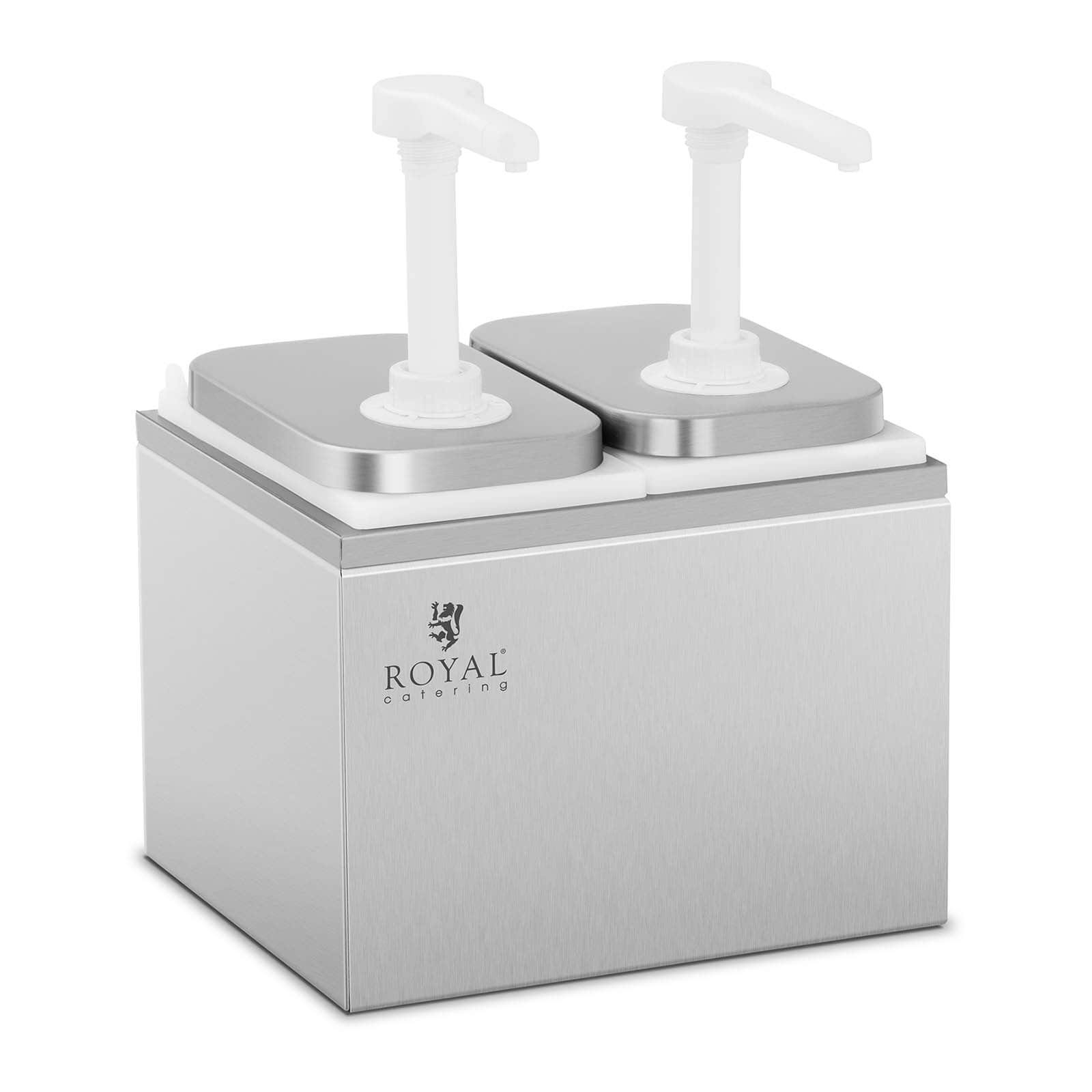 Royal Catering Sauciere Dosierspender Pumpspender Saucenspender Pumpen, (PP) Edelstahl Edelstahl Kunststoff 2 / Senfspender