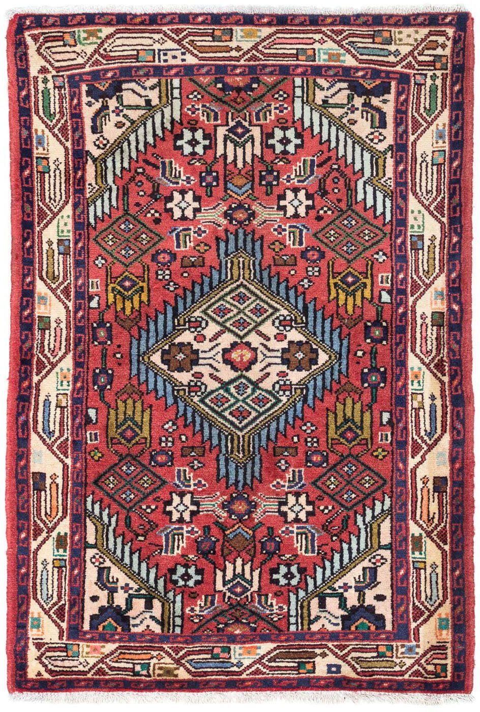 10 123 78 rechteckig, Handgeknüpft Hosseinabad Rosso mm, Wollteppich cm, morgenland, Blumenmuster Höhe: x chiaro