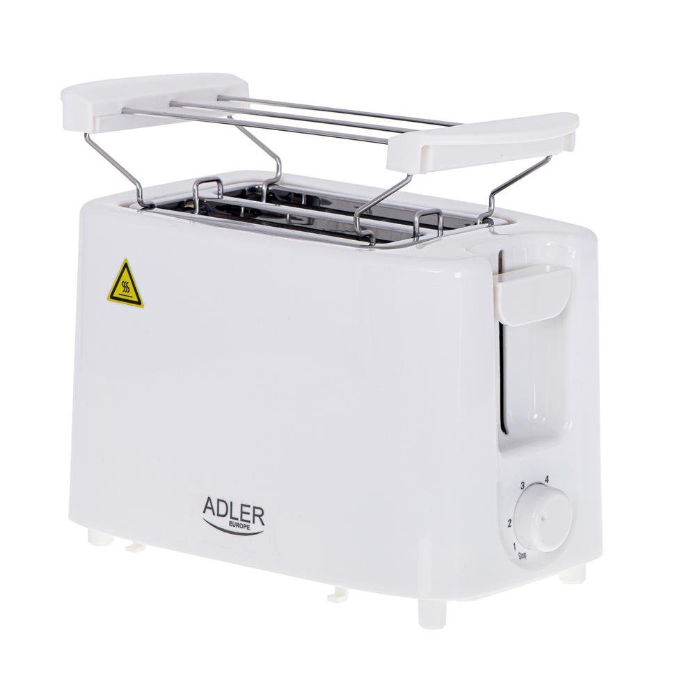 Adler Toaster AD 3223, 2 kurze Schlitze, 900,00 W, 2-Scheiben-Toaster 900W  6 Stufen Grillplatte, Sechs verschiedene Bräunungsstufen