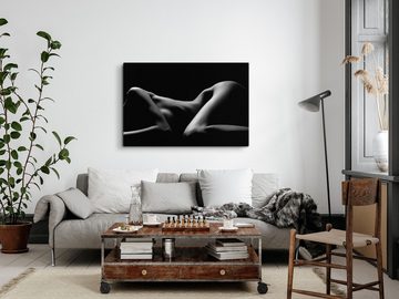 Sinus Art Leinwandbild 120x80cm Wandbild auf Leinwand Schwarz Weiß Akt Schlafzimmer junge Fra, (1 St)
