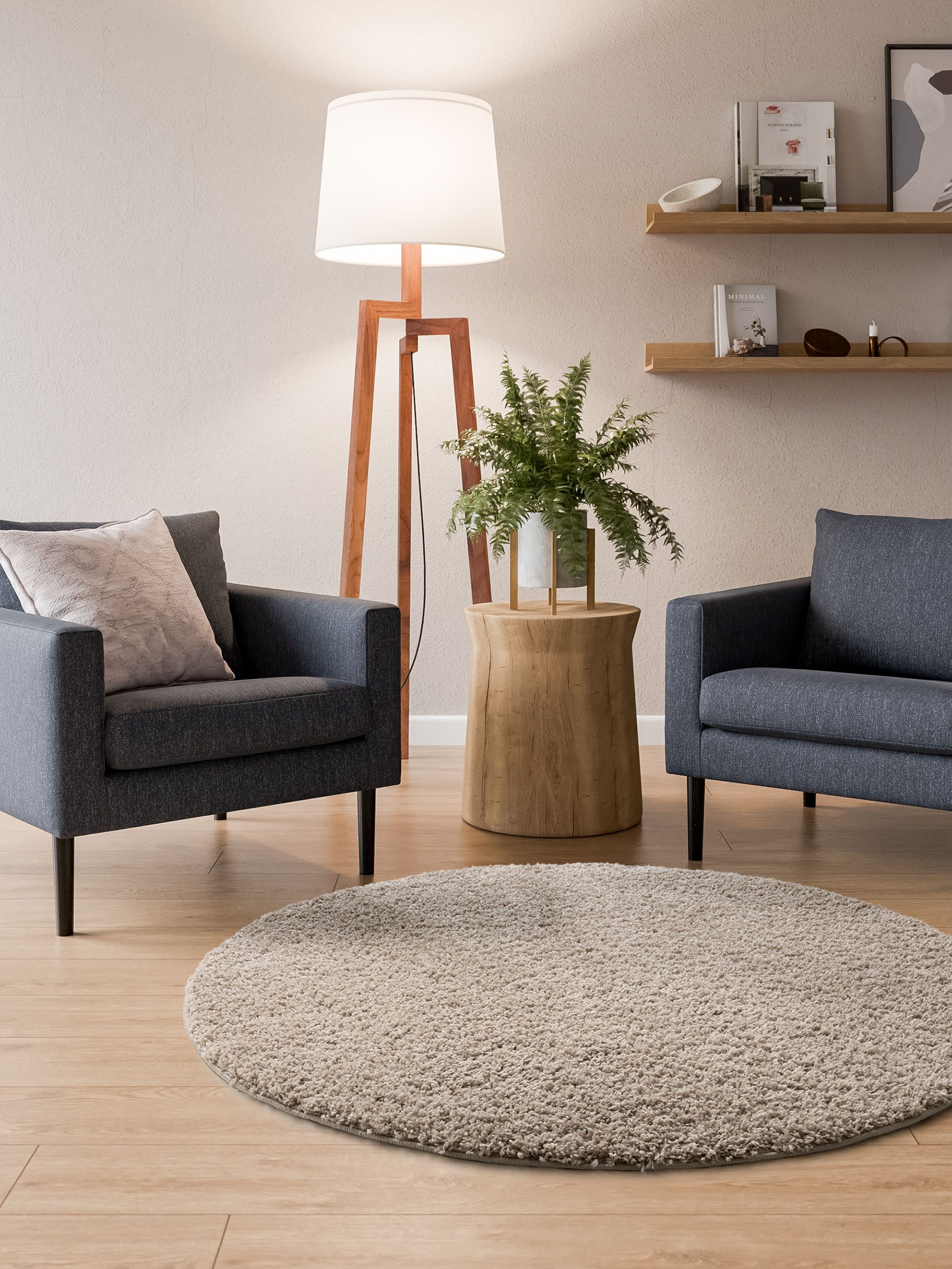 Interiyou Hochflor-Teppich Sofia, Rund, Höhe: 31 mm, Teppich Wohnzimmer, Sc günstig online kaufen