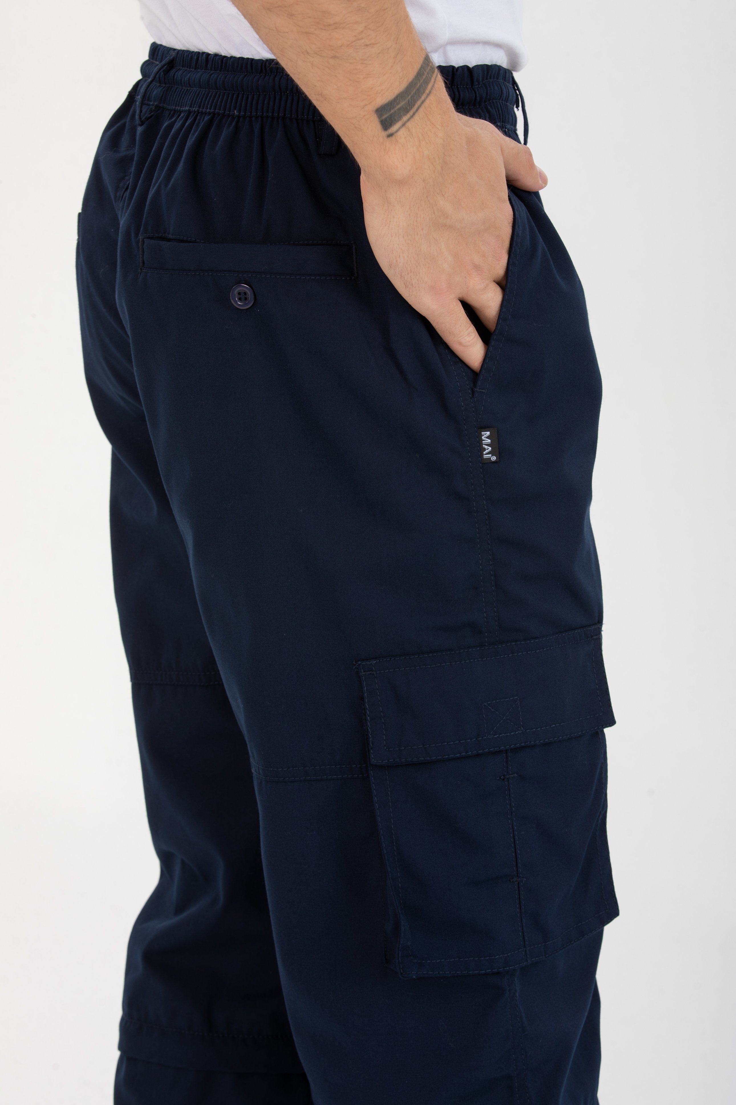 Kendindza Collection Cargohose Herren Zipp Off Cargohose Dehnbund Arbeit Hose Rangerhose Cargo Hose Gummibund elastisch, abnehmbare Beine, 6 Taschen – Bild 5 von 5