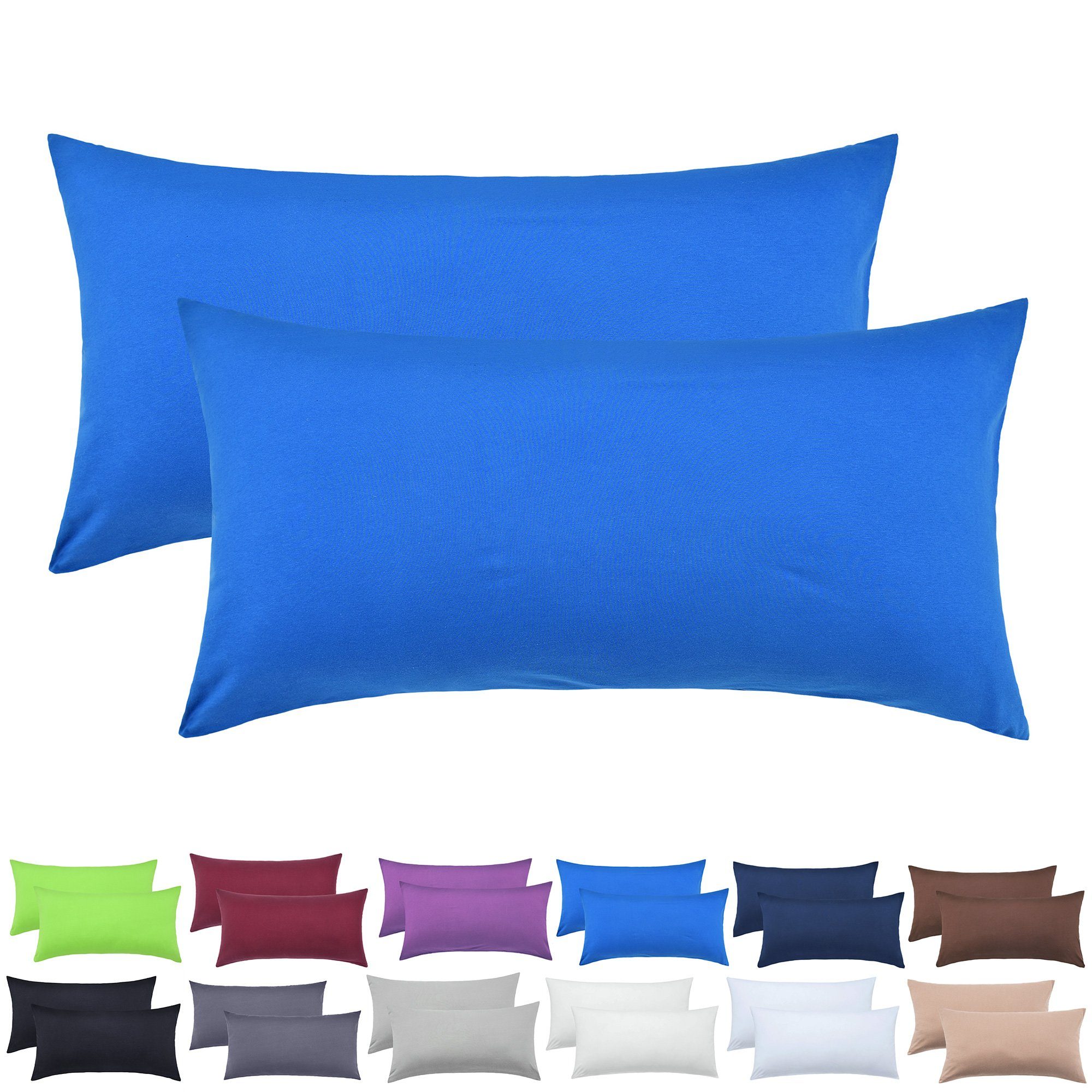 NatureMark Подушкиbezüge 2er Pack Jersey Подушкиbezug Подушкиhülle, (2 Stück), Подушкиhülle in vielen Größen und Farben (40 x 60 cm, Royal blau)