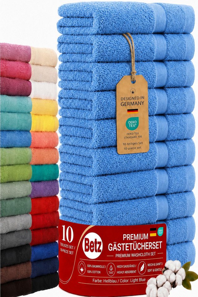 Betz Gästehandtücher 10 tlg. Gästehandtücher-Set PREMIUM 100 % Baumwolle 30x50cm, 100% Baumwolle (10-St)
